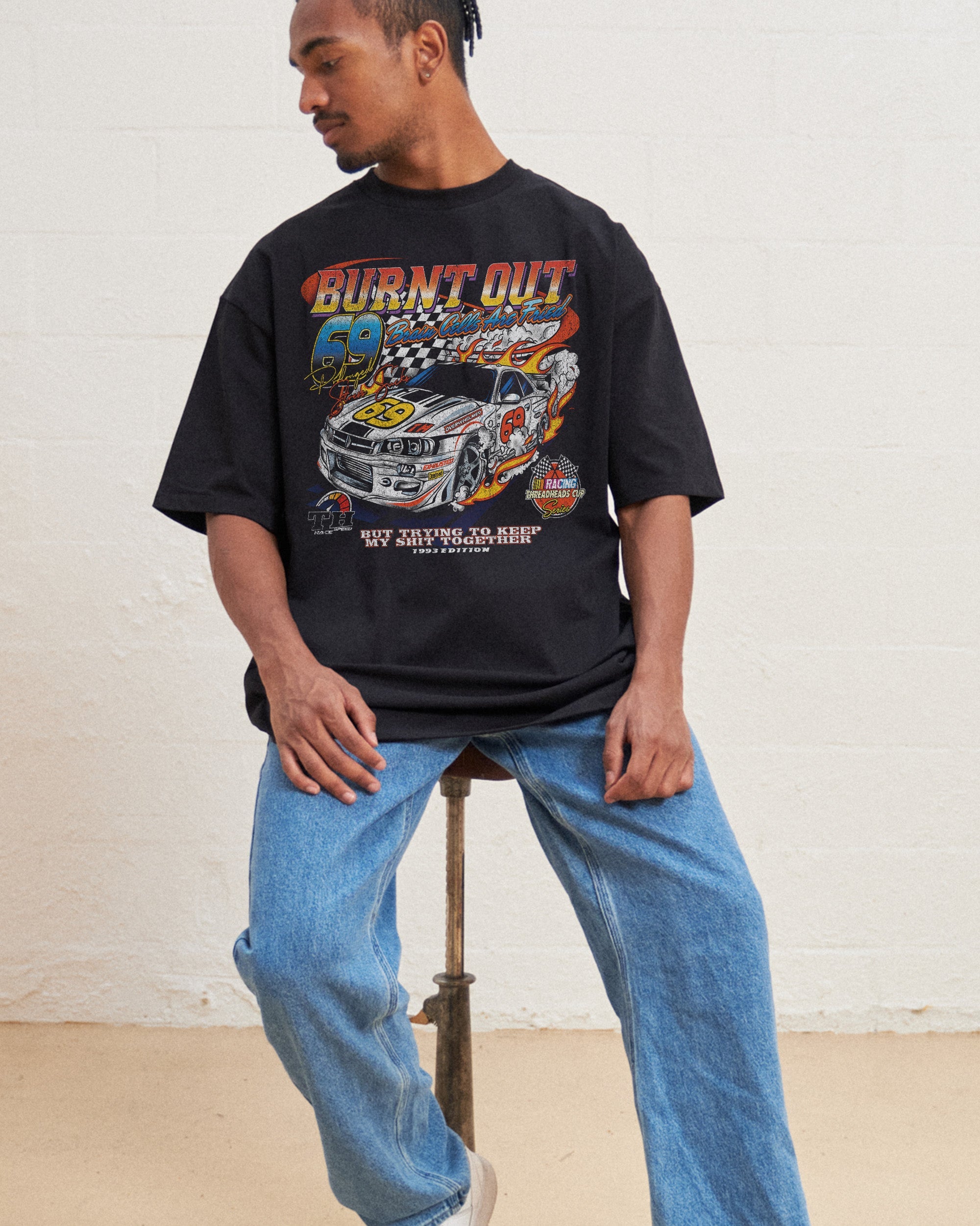 Burnt out Oversized Tee Australia Online Black