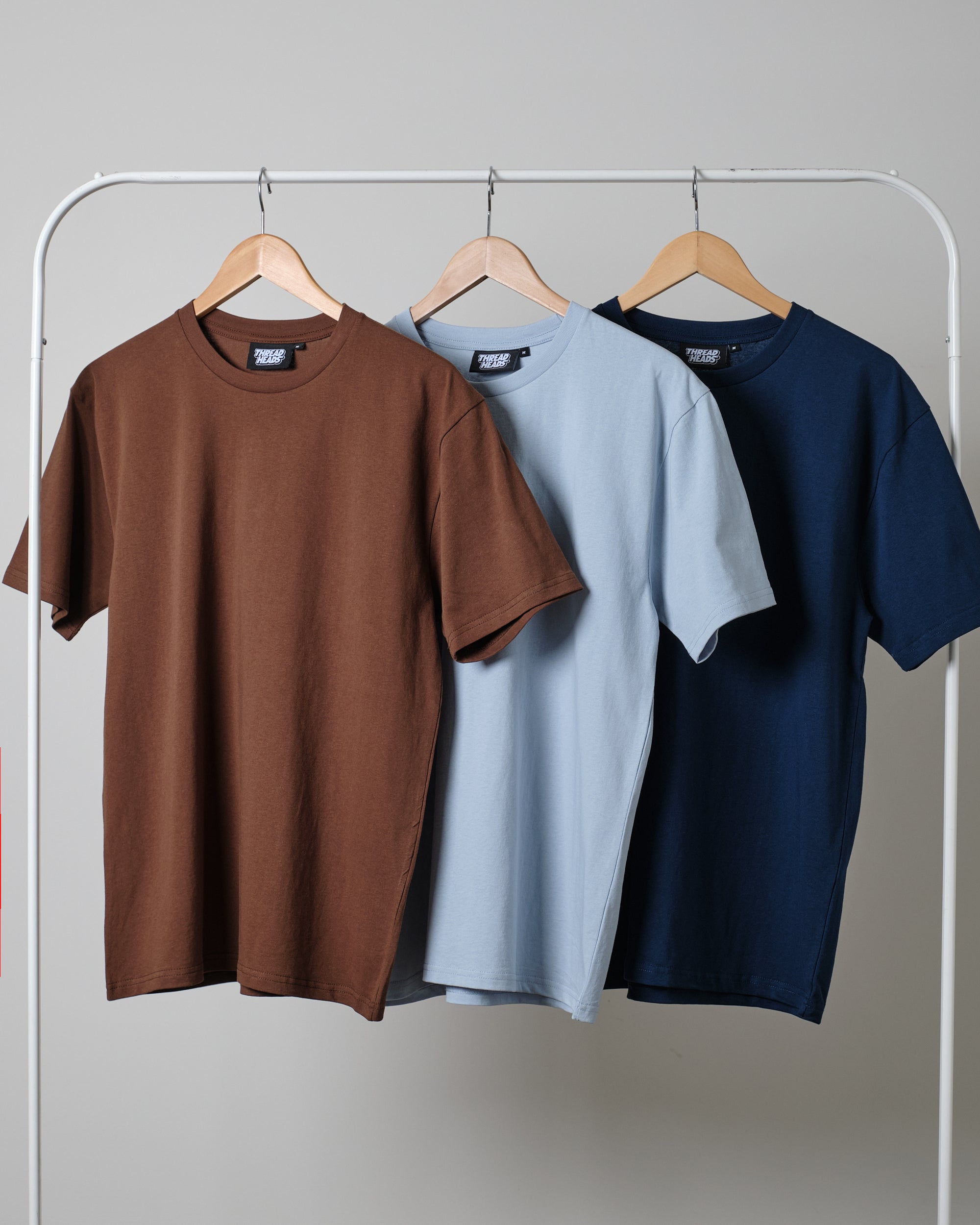 Blank T Shirt 3 Pack Brown Pale Blue Navy