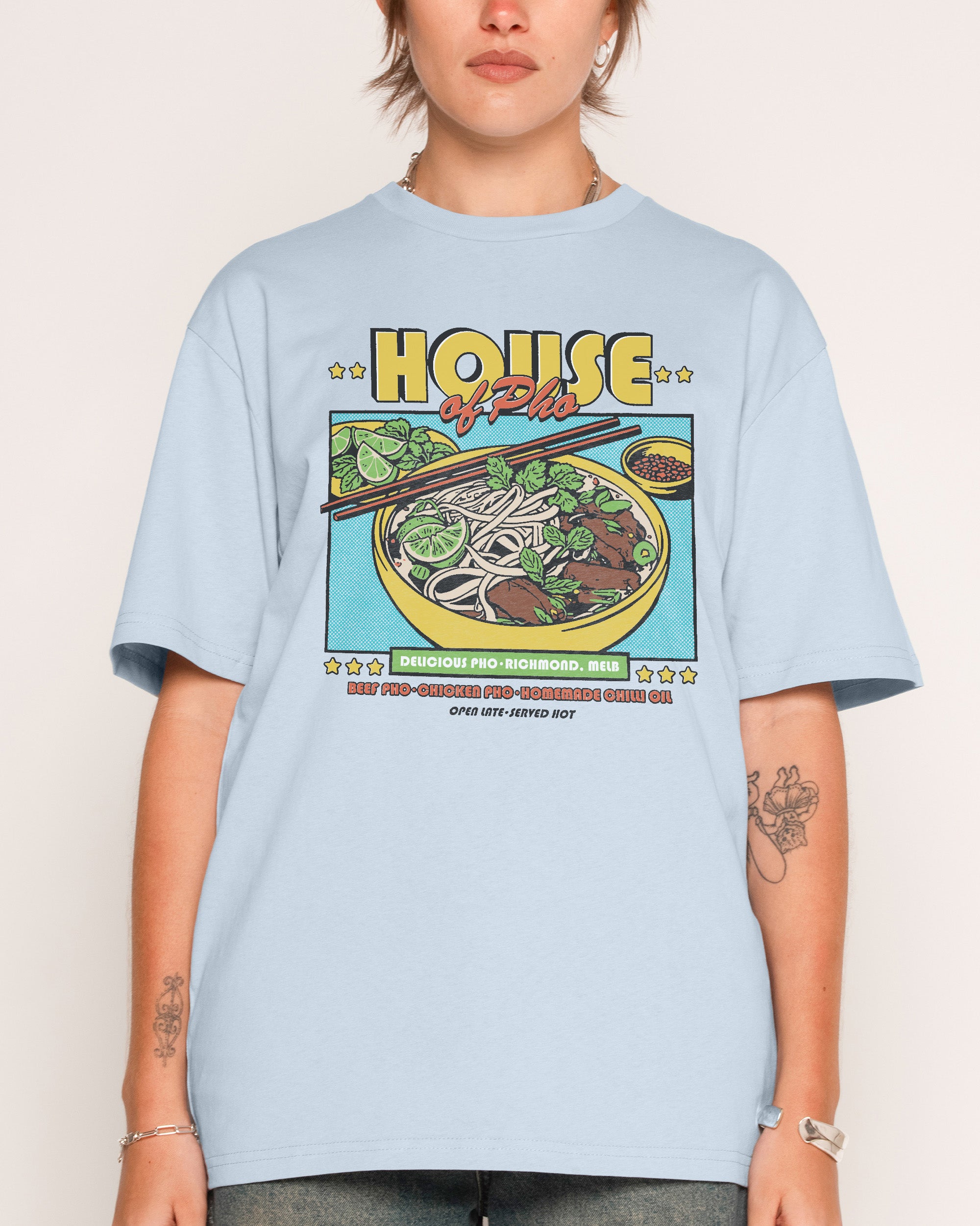 House of Pho Pale Blue Oversized Tee