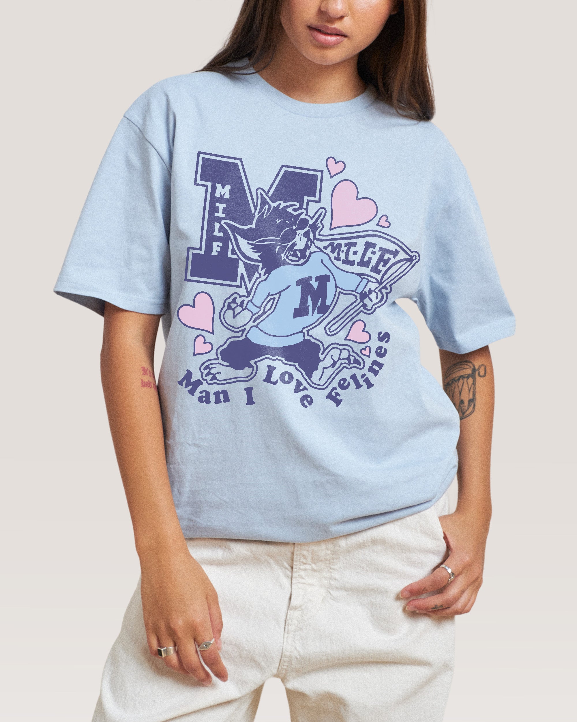 Milf Mascot Pale Blue T-Shirt
