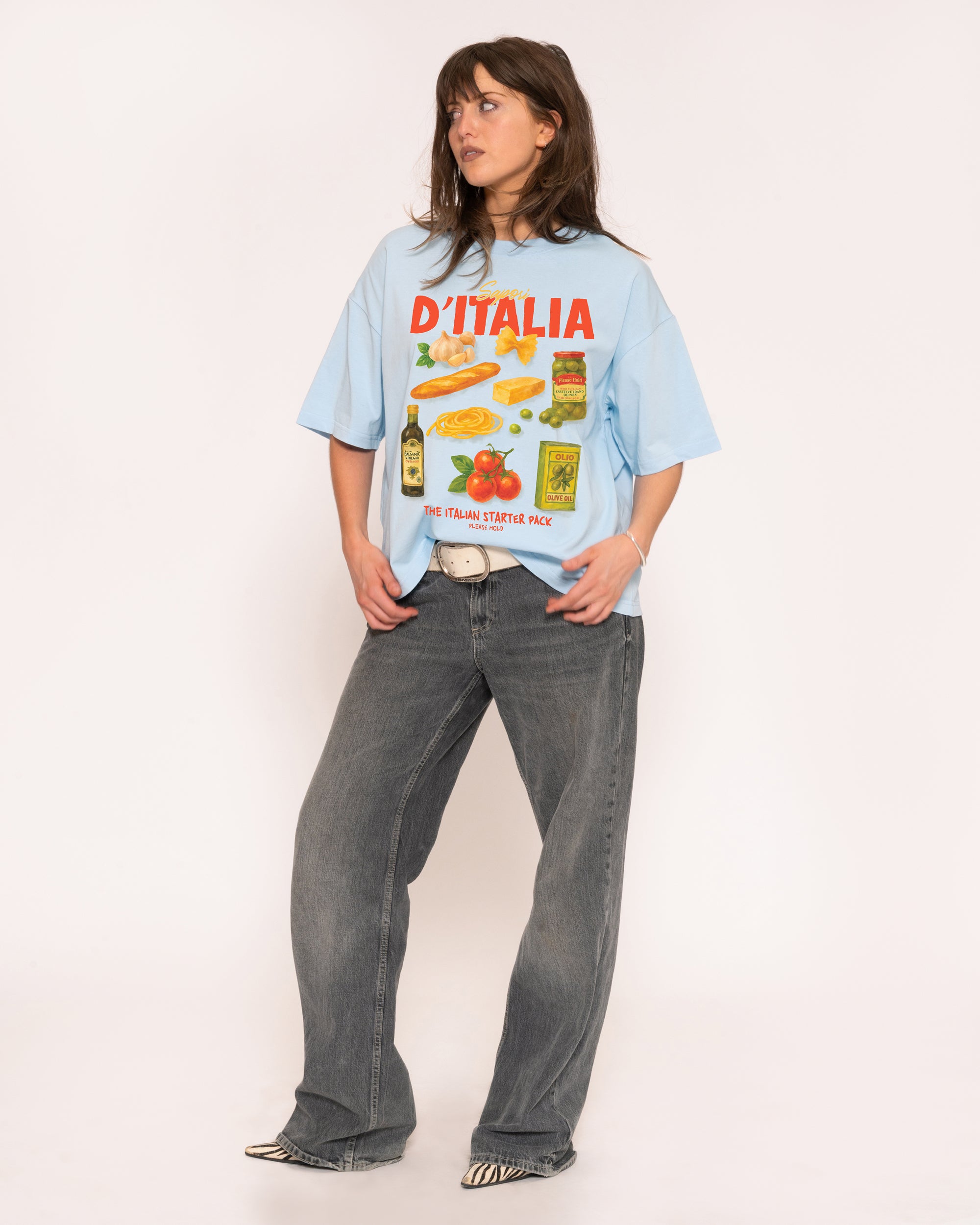 Italian Starter Pack Blue Boxy Crop Tee