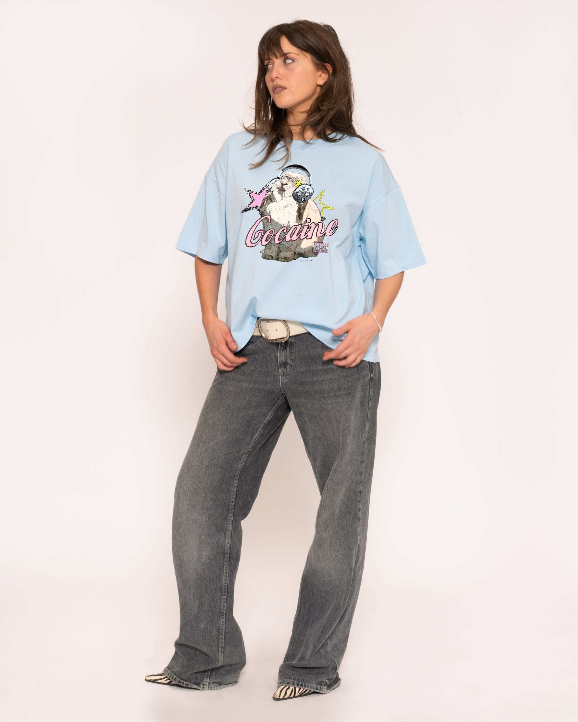 Euphoria Bunny Blue Boxy Crop Tee