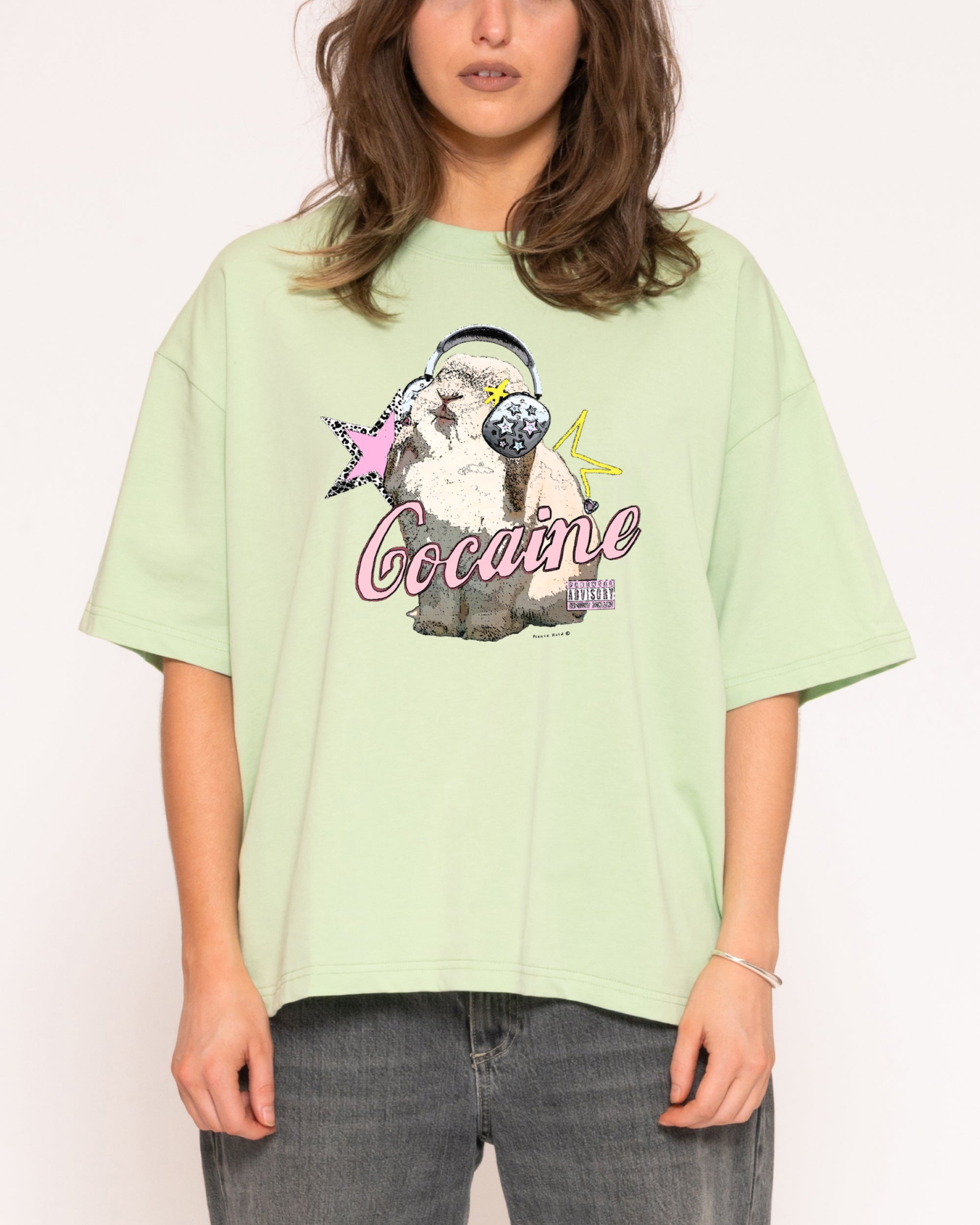 Euphoria Bunny Green Boxy Crop Tee
