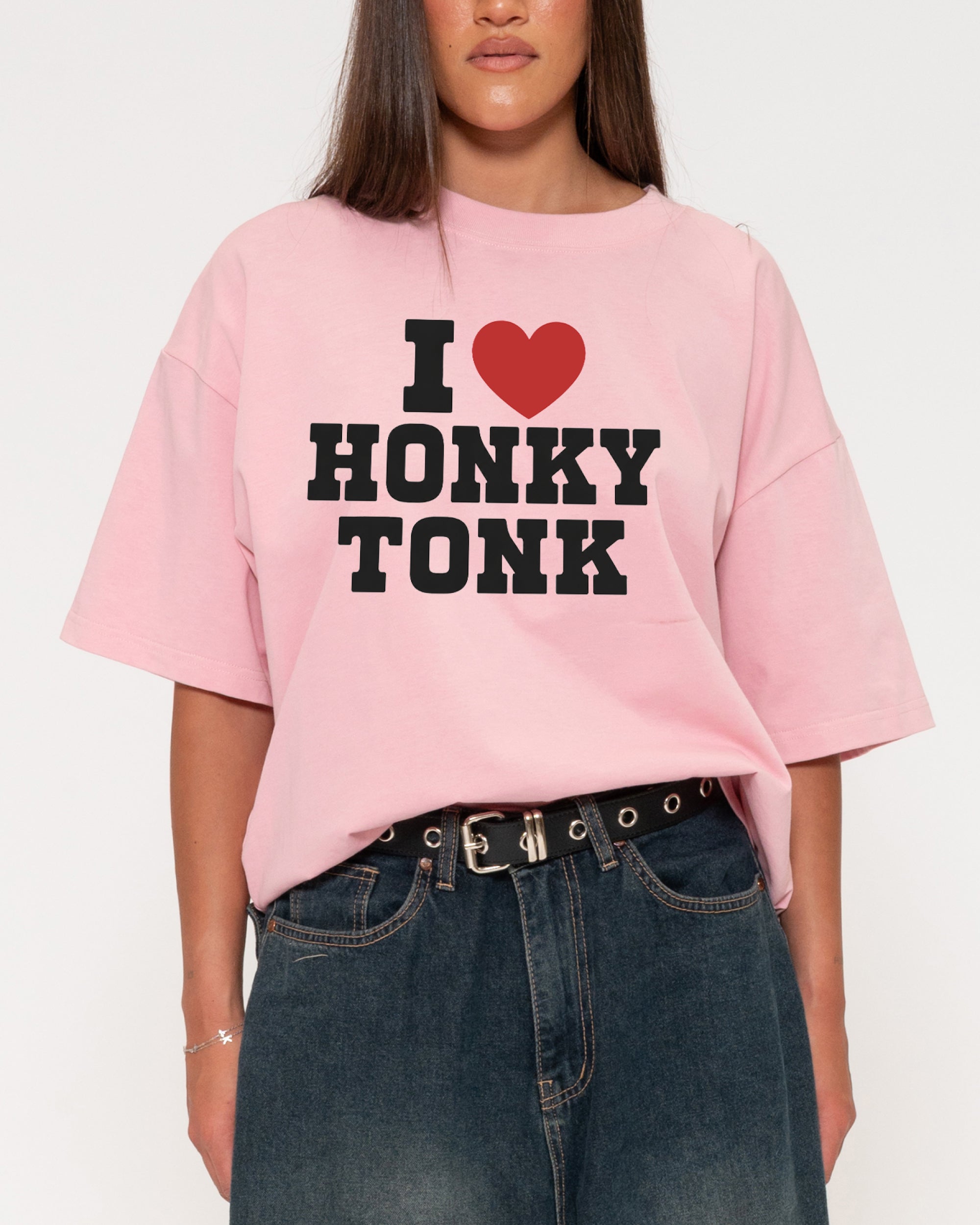 I Love Honky Tonk Pink Boxy Crop Tee