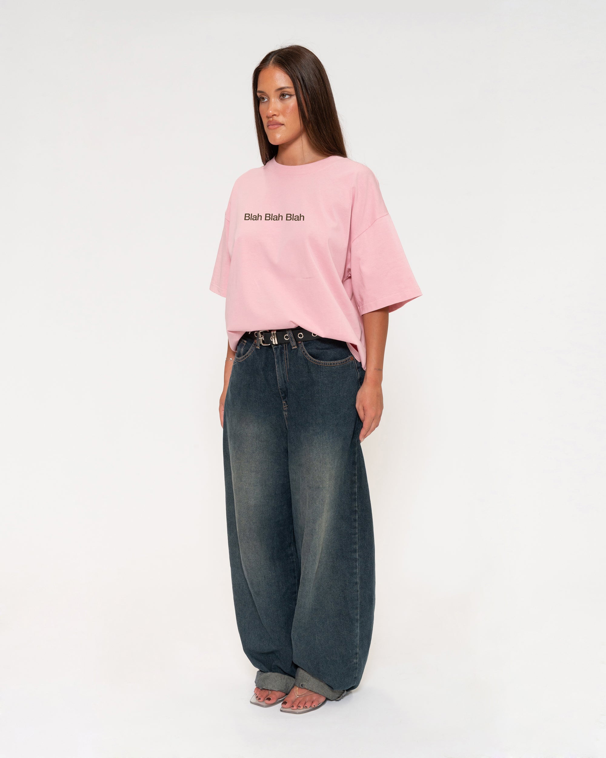 Blah Blah Blah Pink Boxy Crop Tee