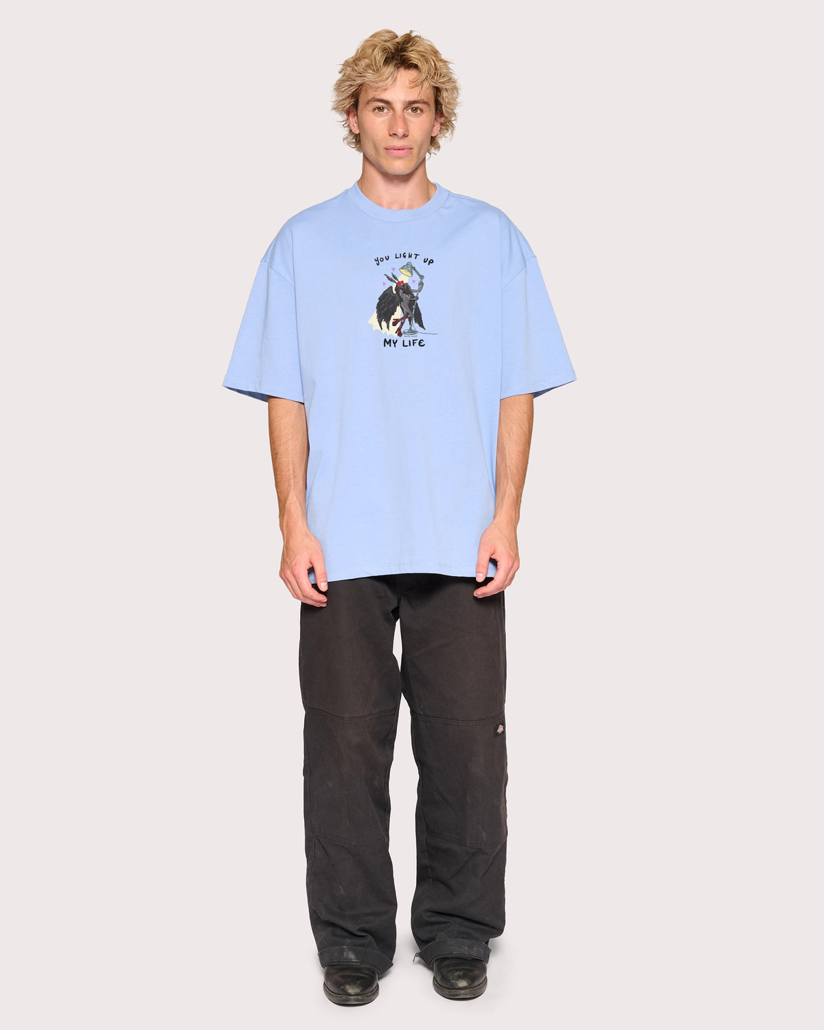You Light Up My Life Powder Blue Oversized Tee