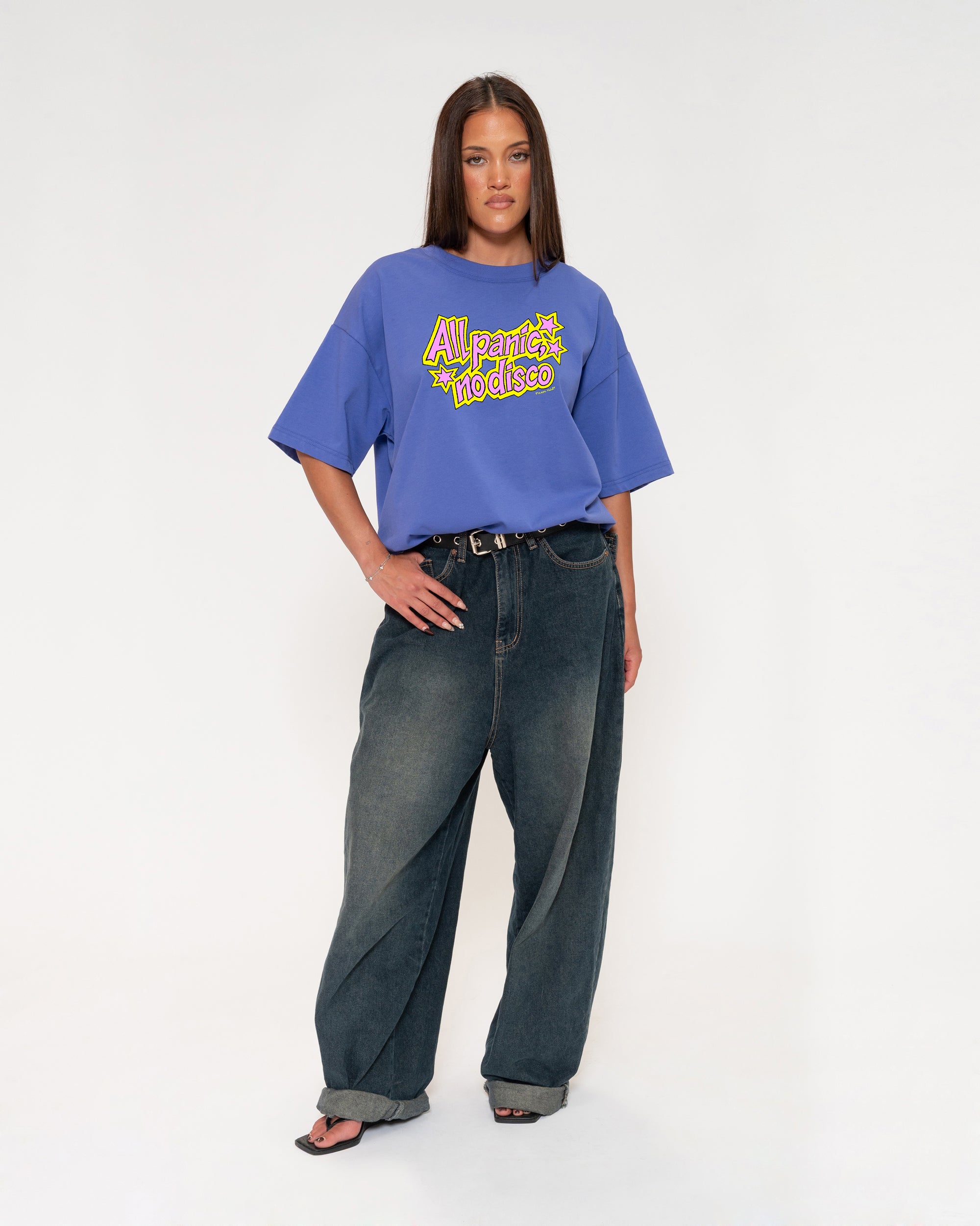 All Panic, No Disco Purple Boxy Crop Tee