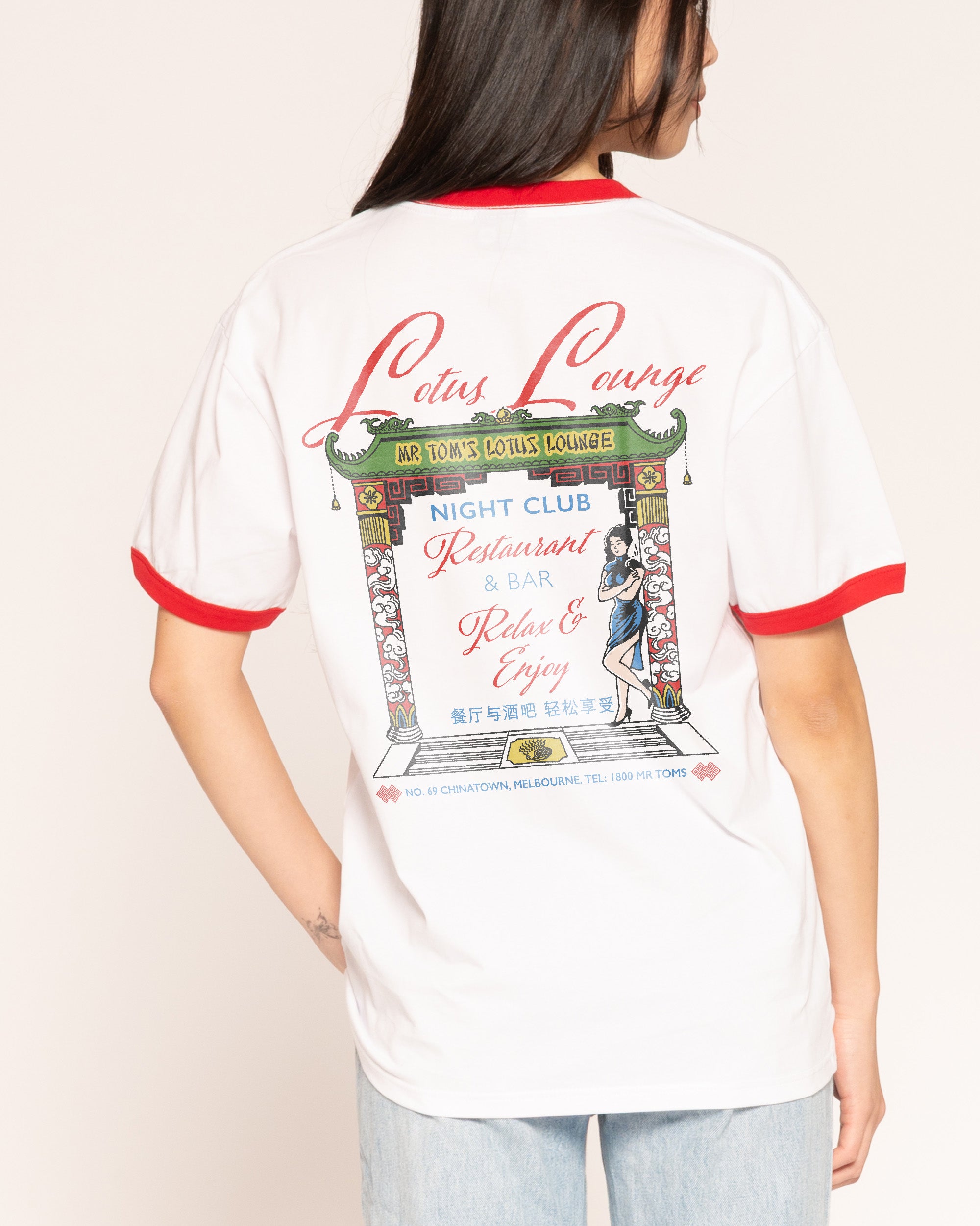 Lotus Lounge Red Ringer T-Shirt