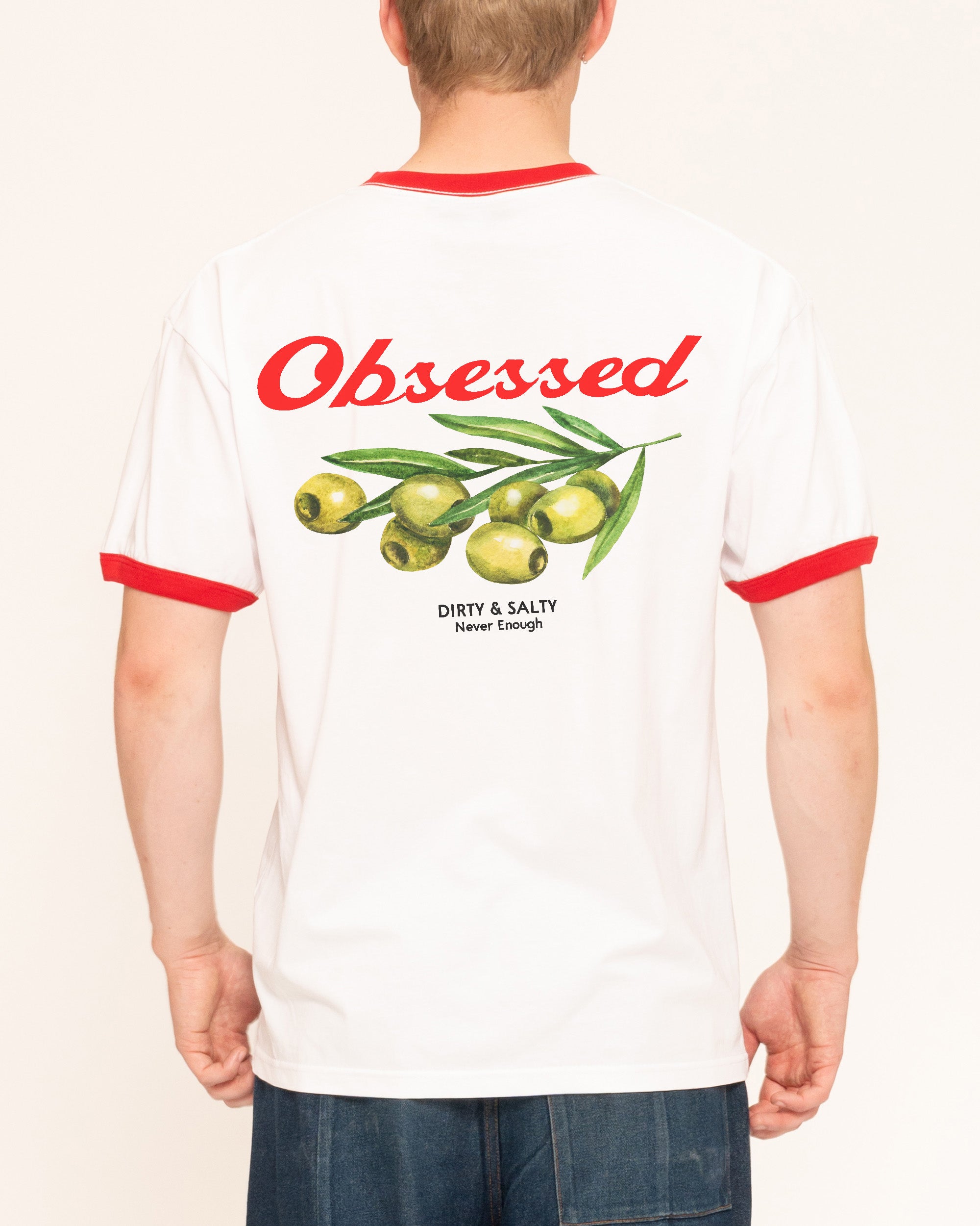 Obsessed Olives Red Ringer T-Shirt