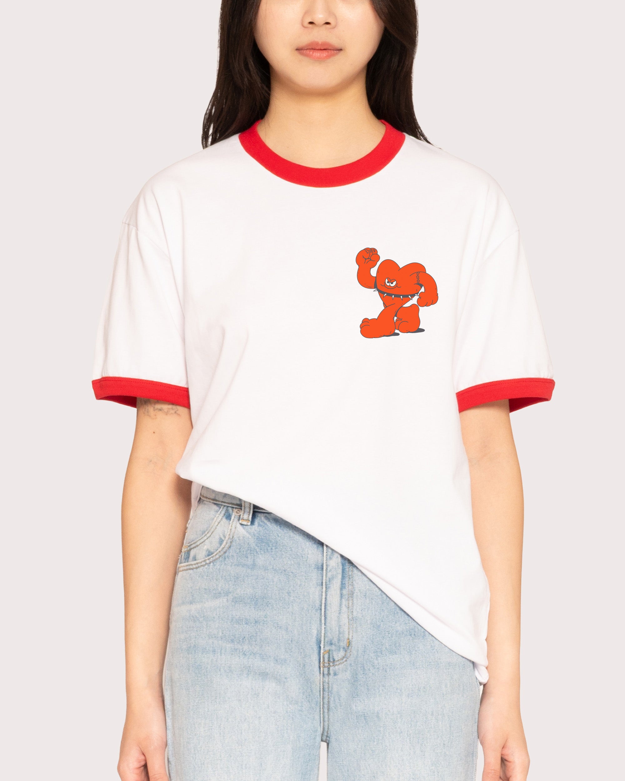 Hardcore Heartcore Red Ringer T-Shirt
