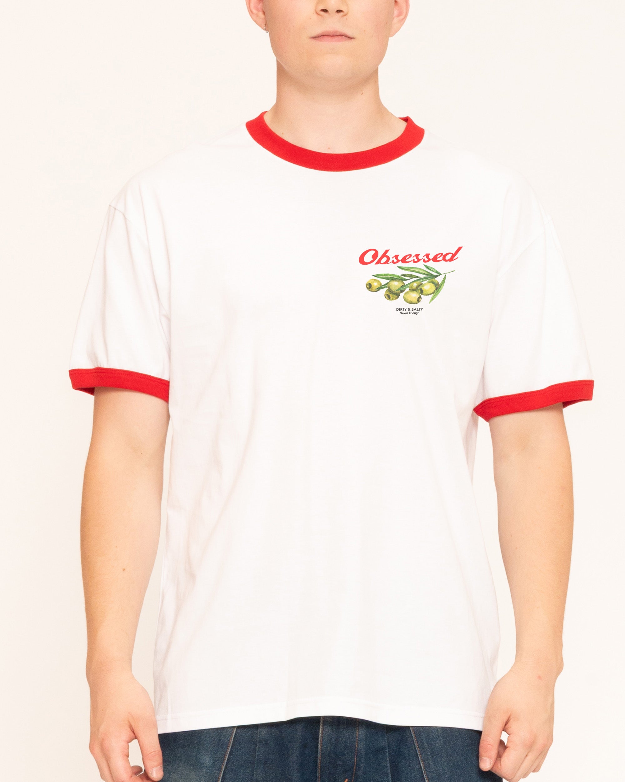 Obsessed Olives Red Ringer T-Shirt