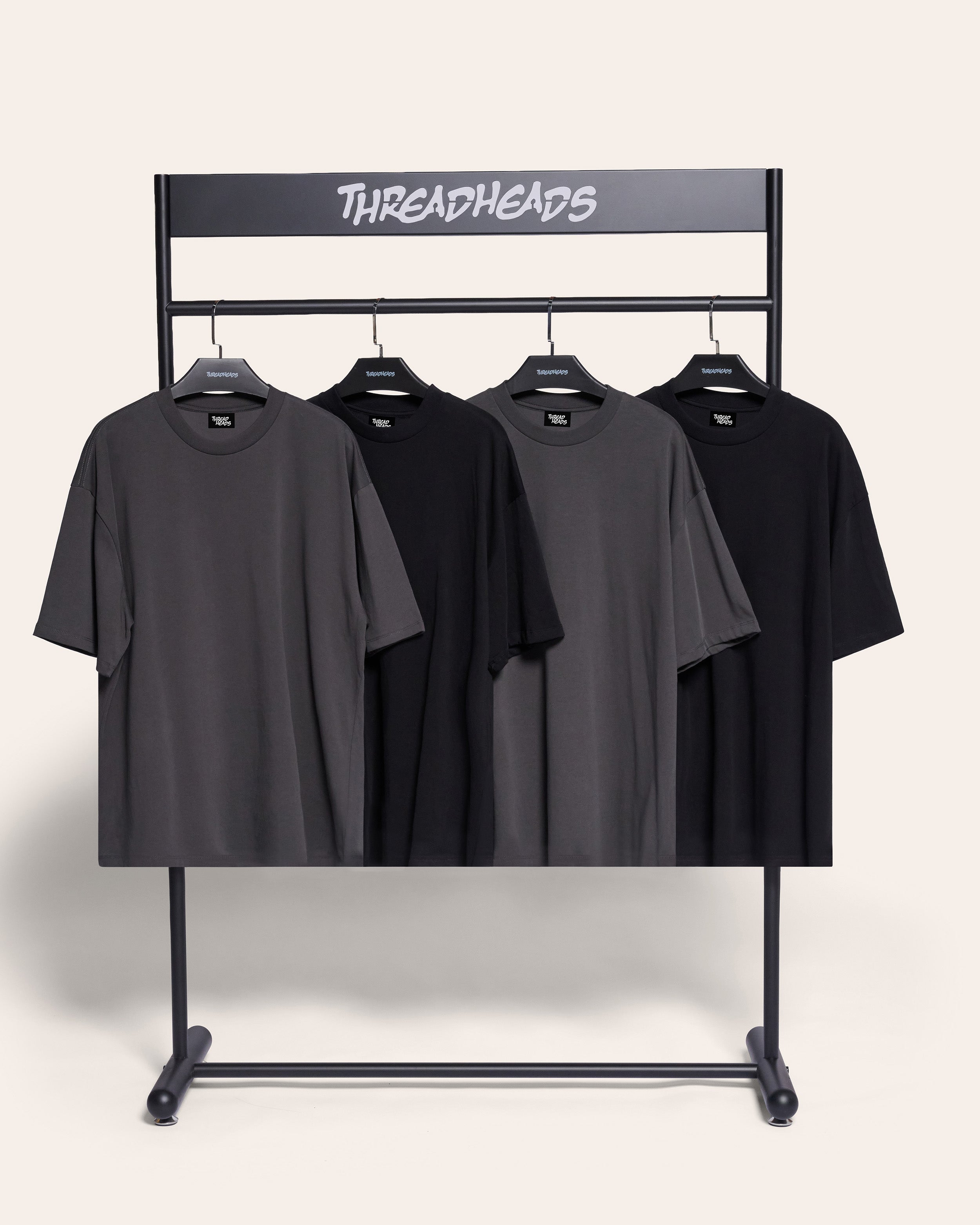 Oversized Tee 4 Pack: Black, Charcoal