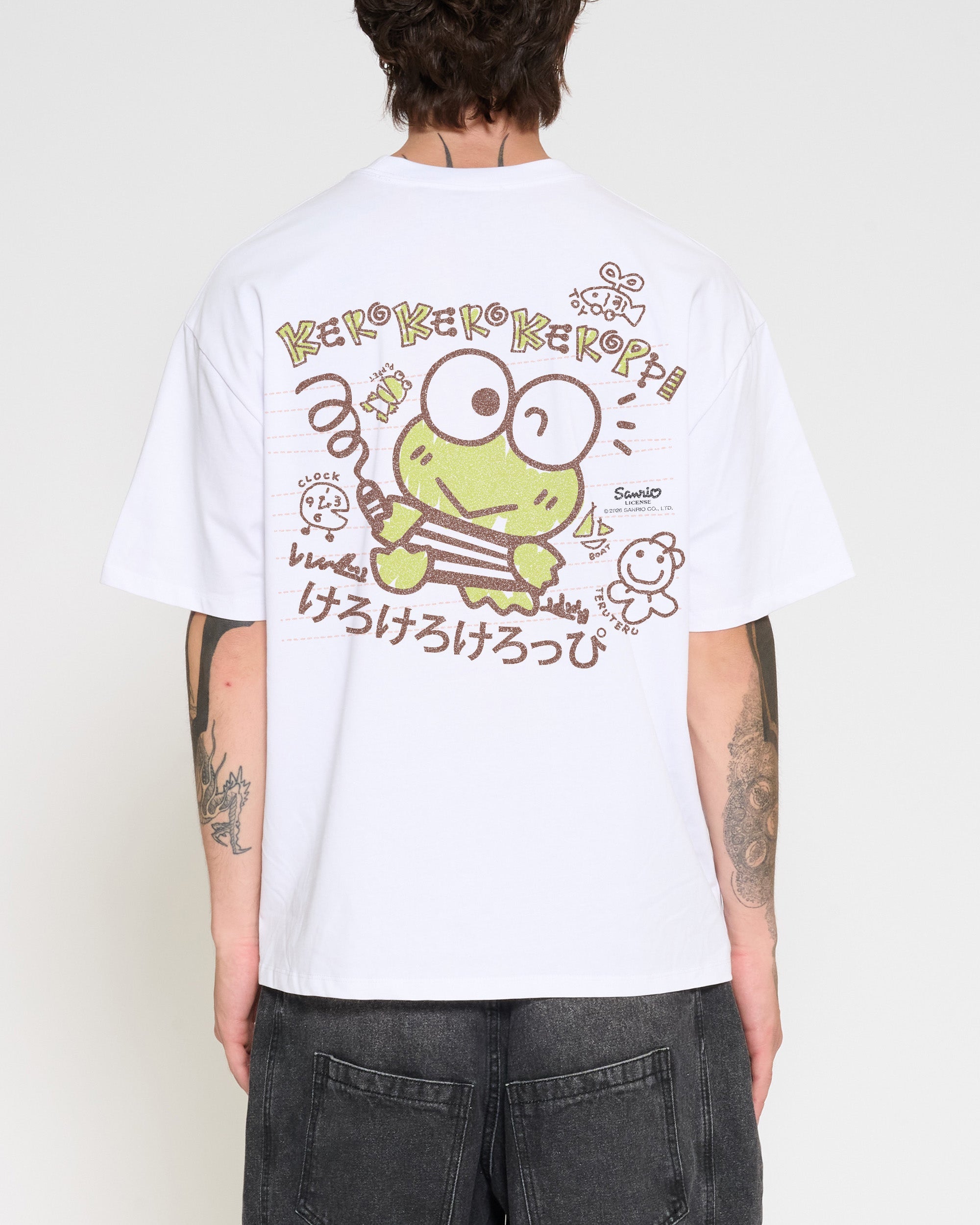 Keroppi Scribble Oversized Tee Official Hello Kitty and Friends collab Threadheads