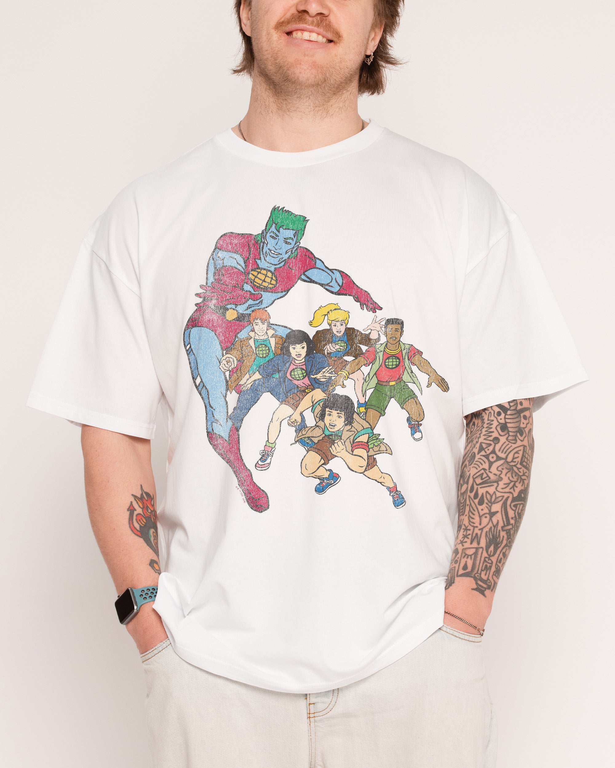 Vintage Captain Planet White T-Shirt