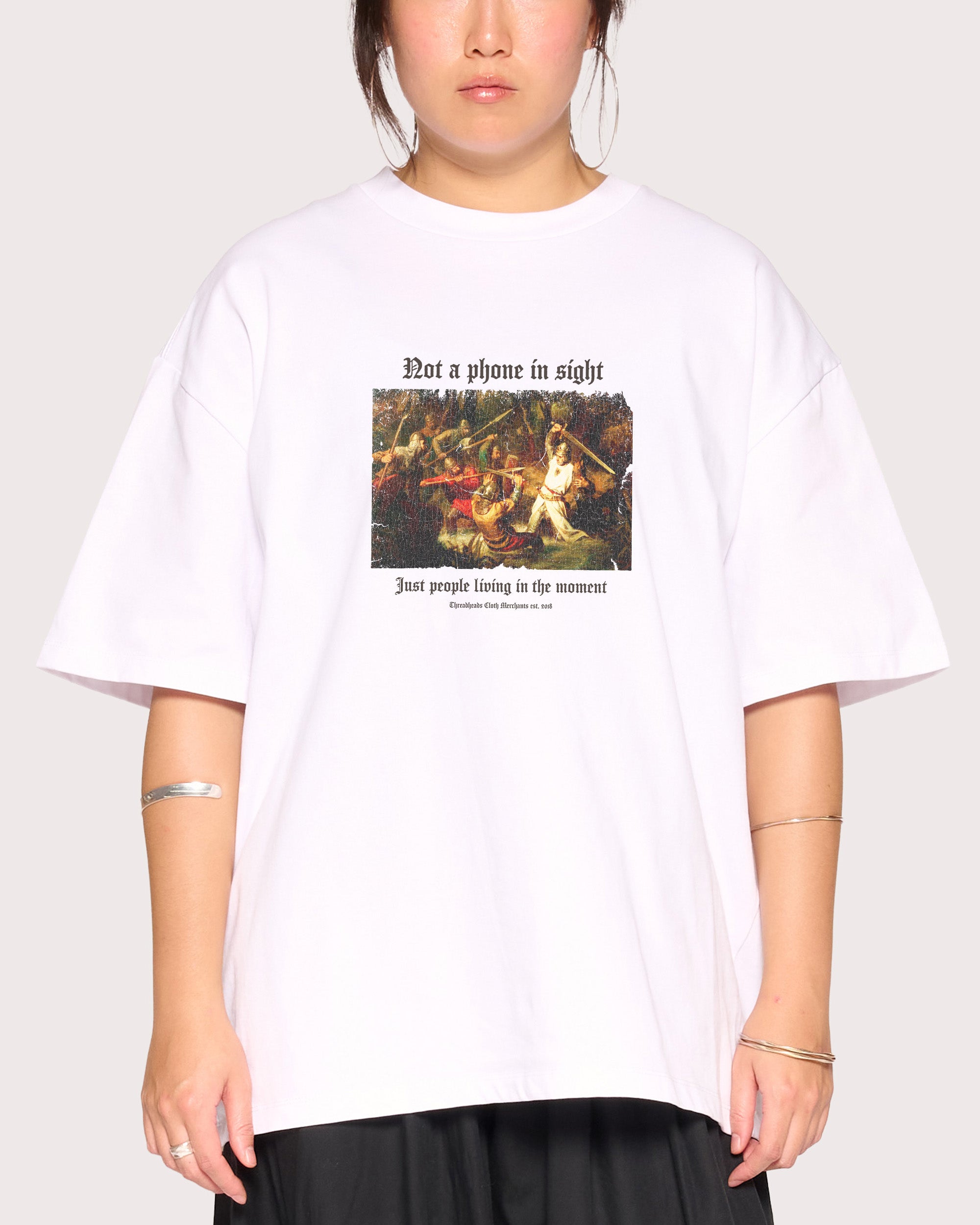 Not a Phone in Sight White Oversized Tee