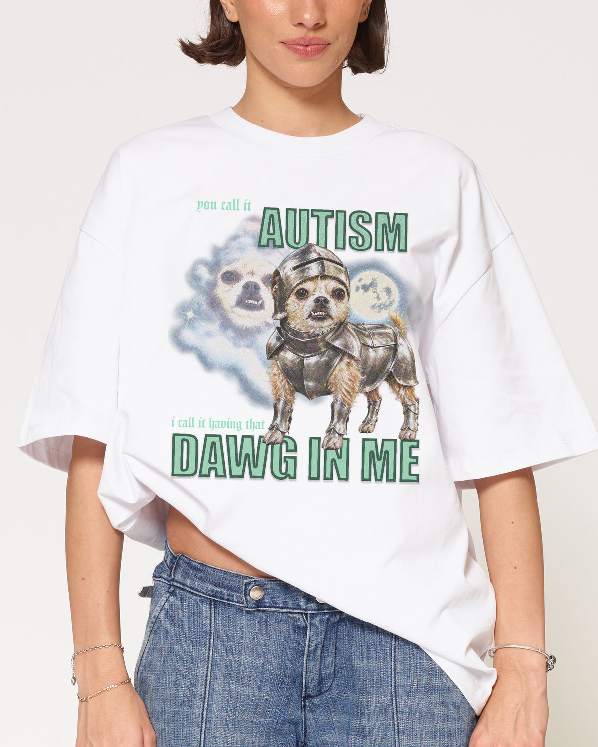 Dawg in Me White Oversized Tee