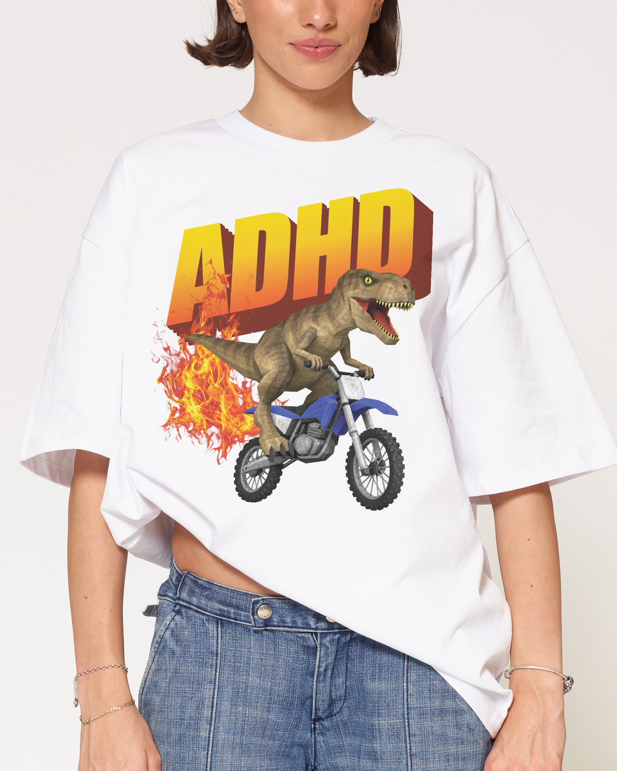 ADHD White Oversized Tee