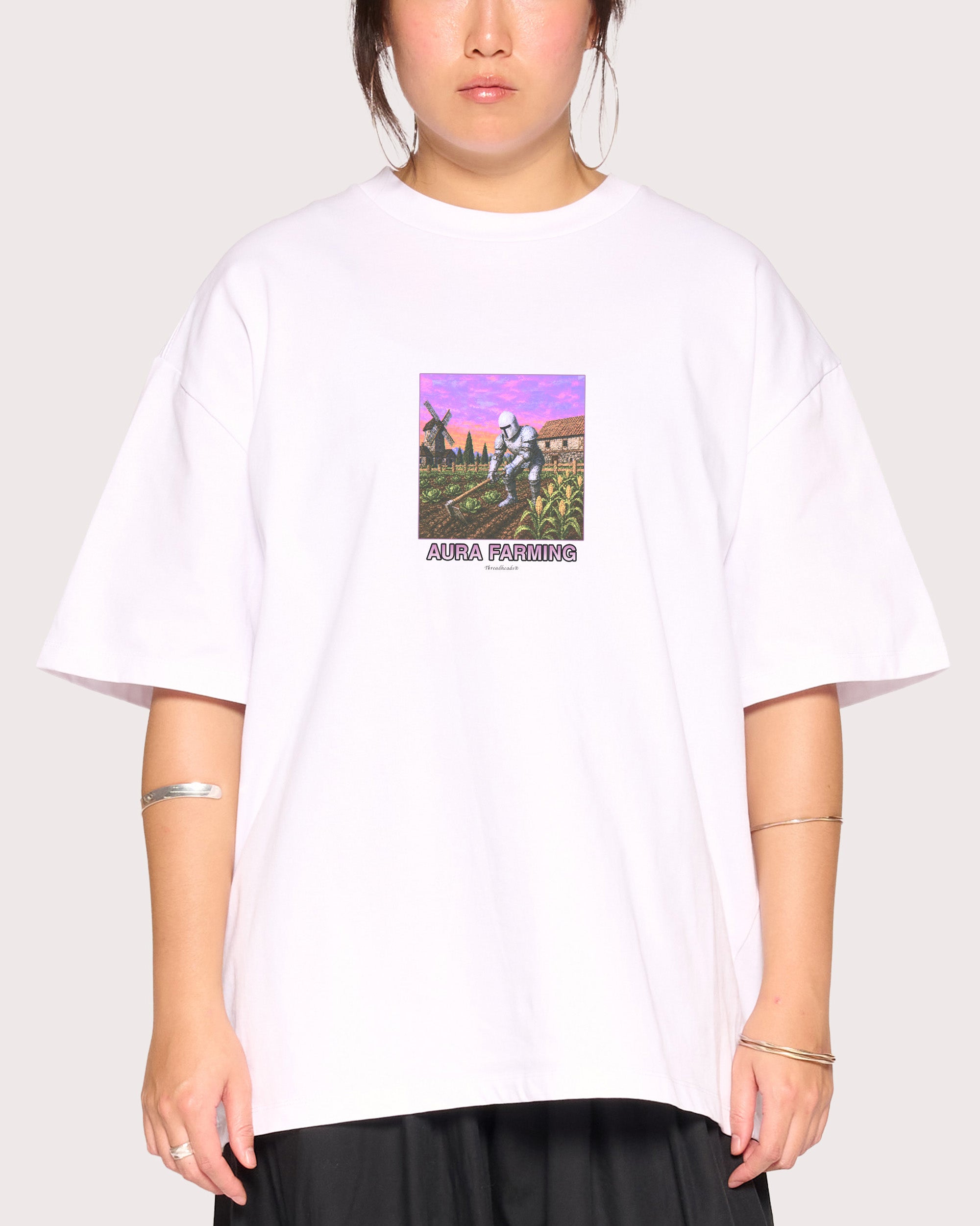 Aura Farming White Oversized Tee