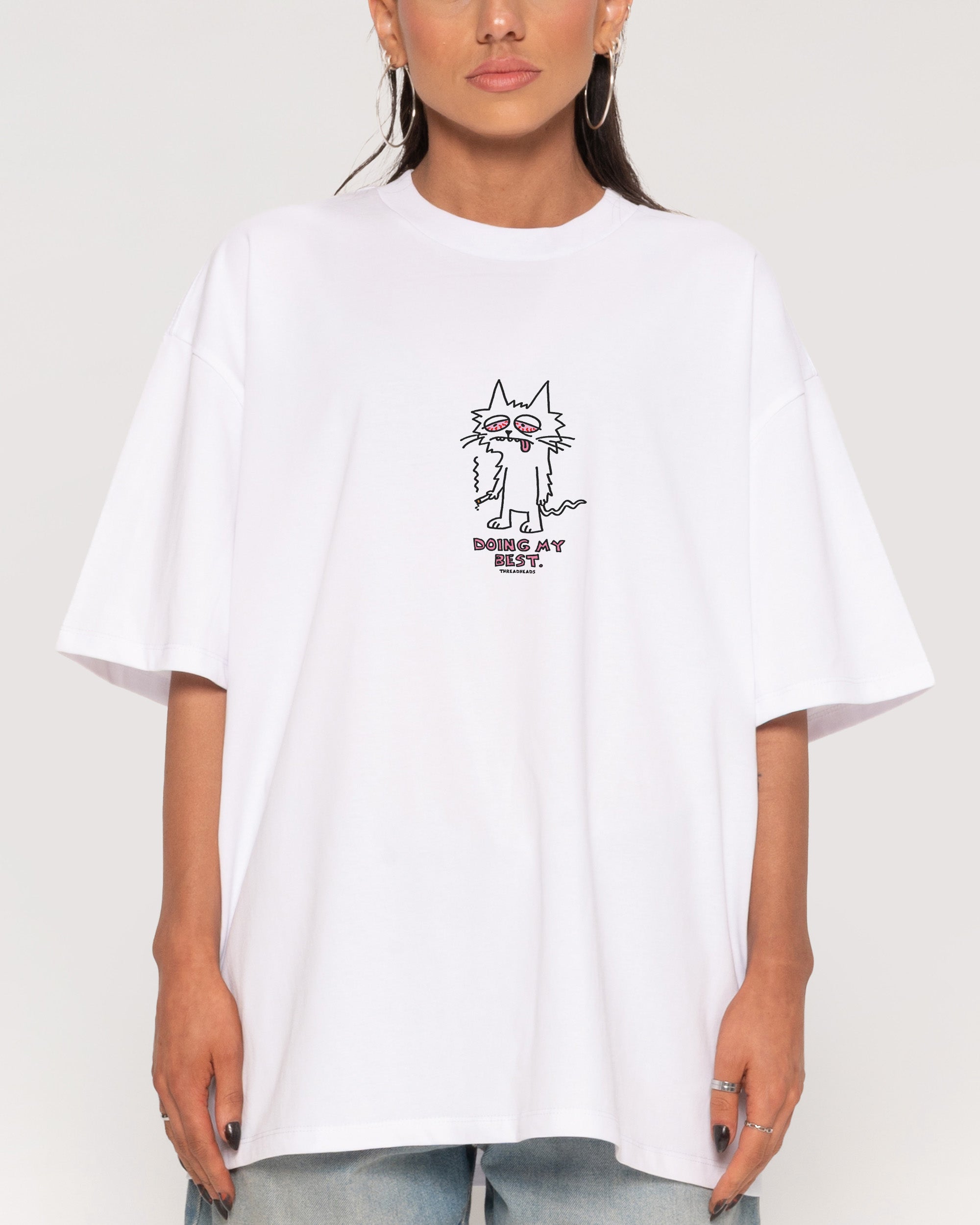 Doing My Best White Oversized Tee