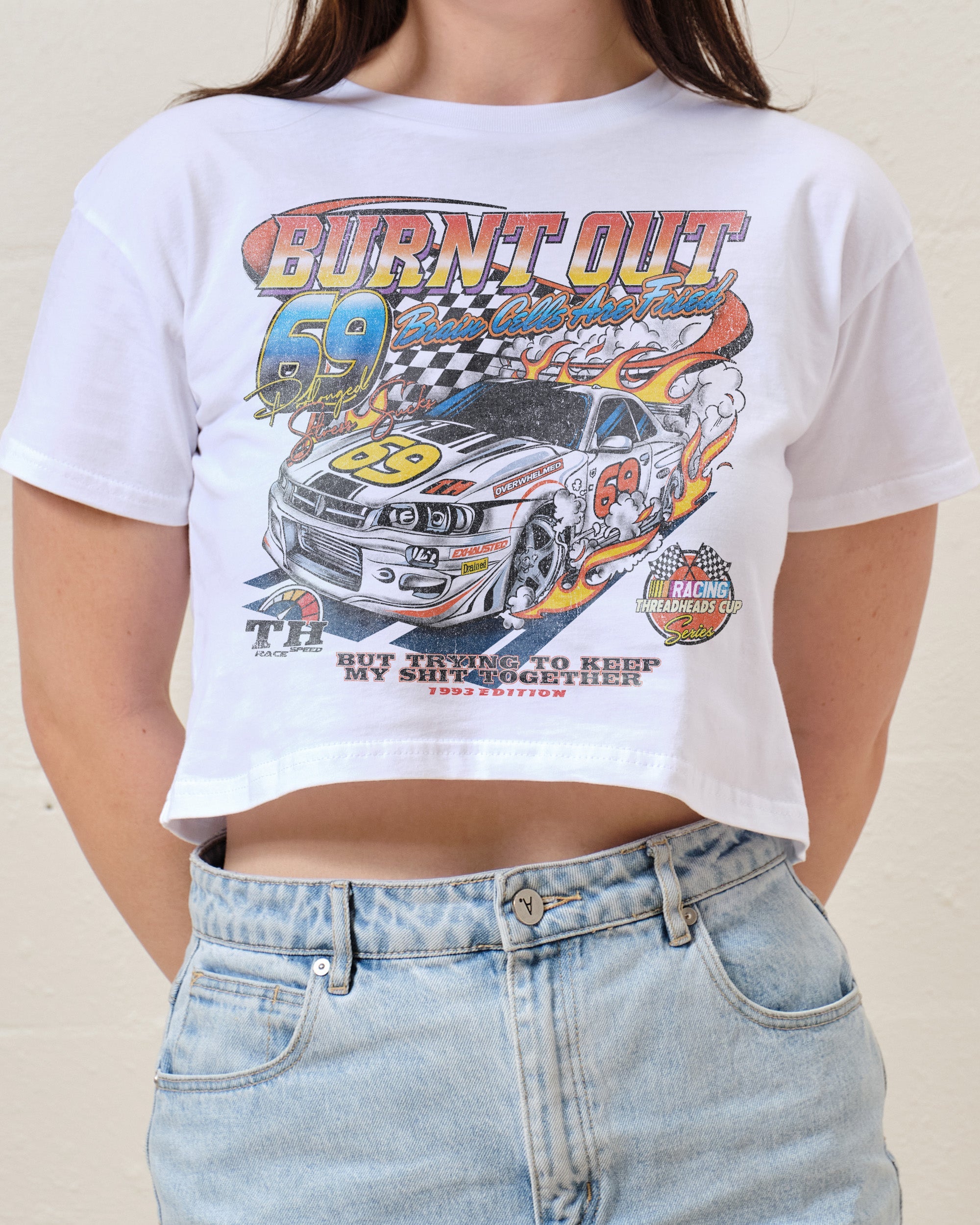 Burnt out Crop Tee Australia Online White