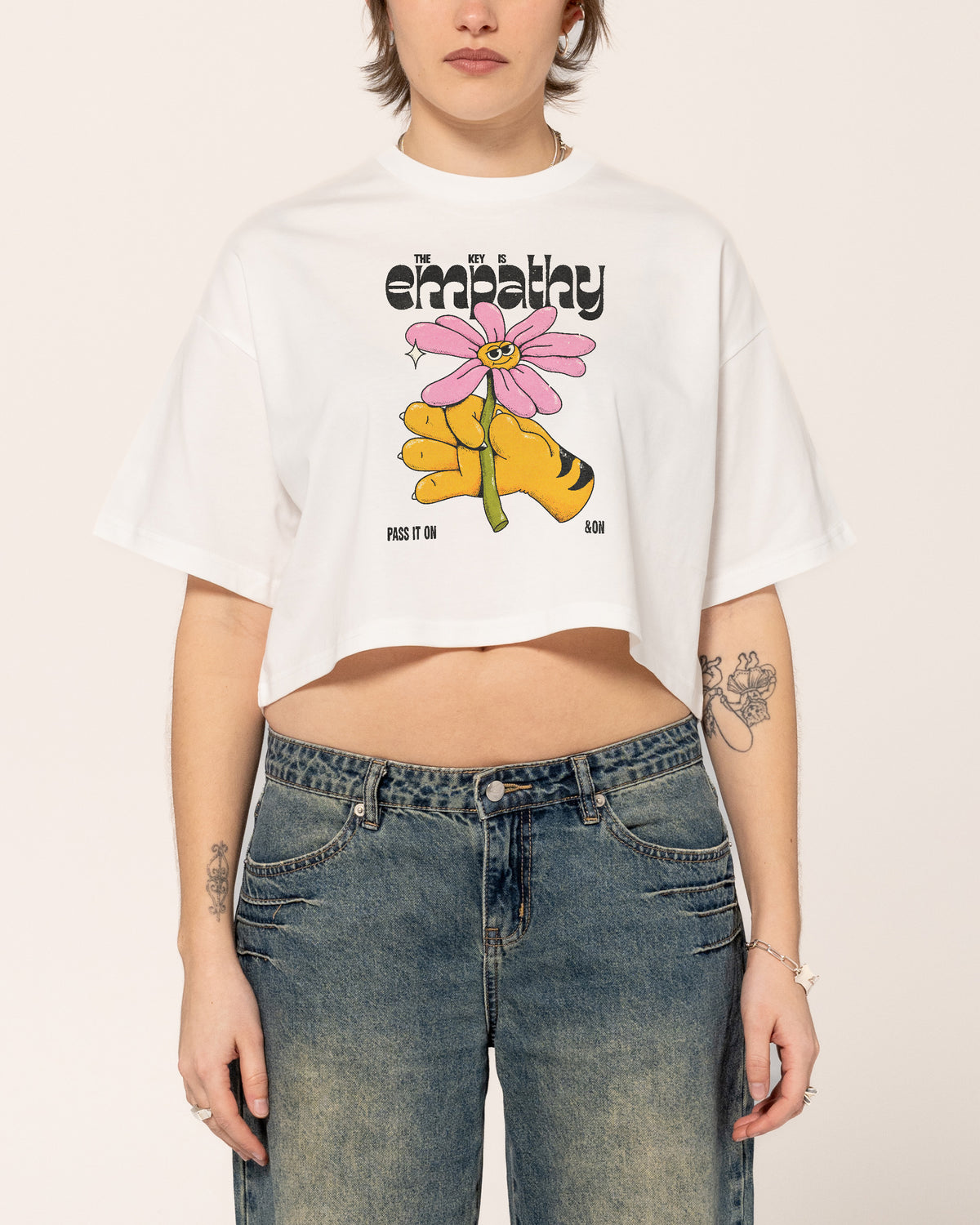 Empathy White Crop Tee