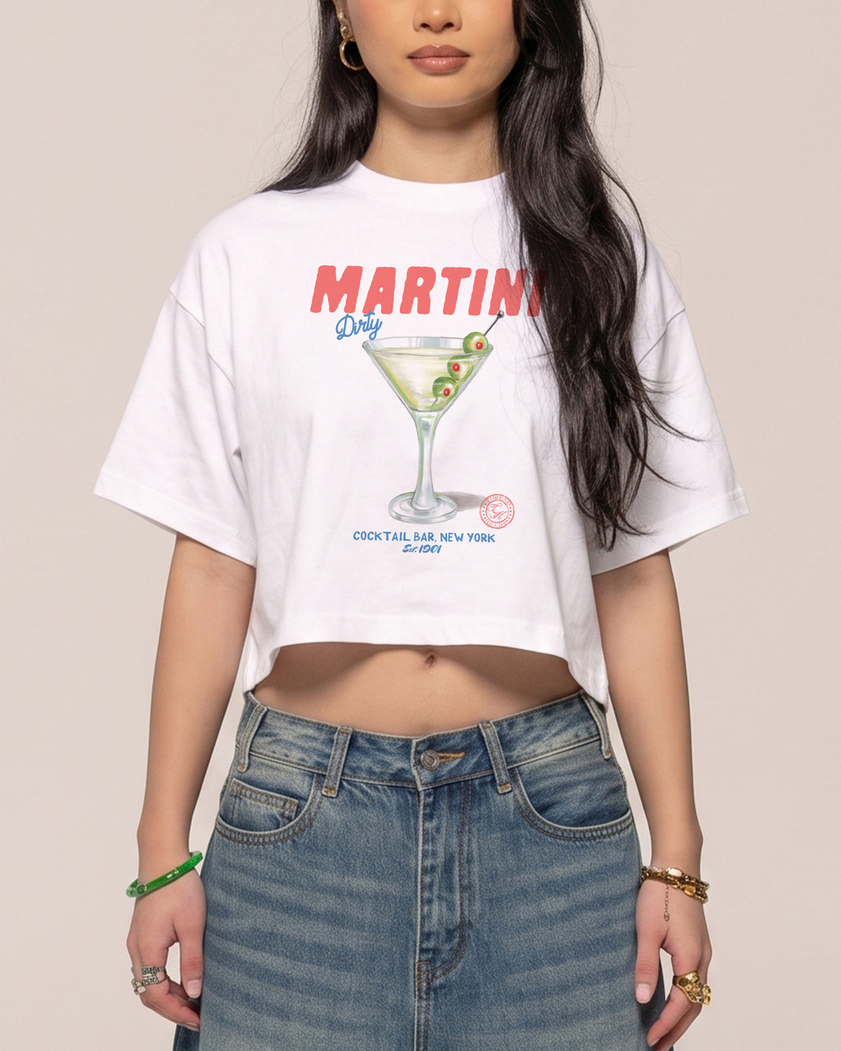Dirty Martini White Crop Tee