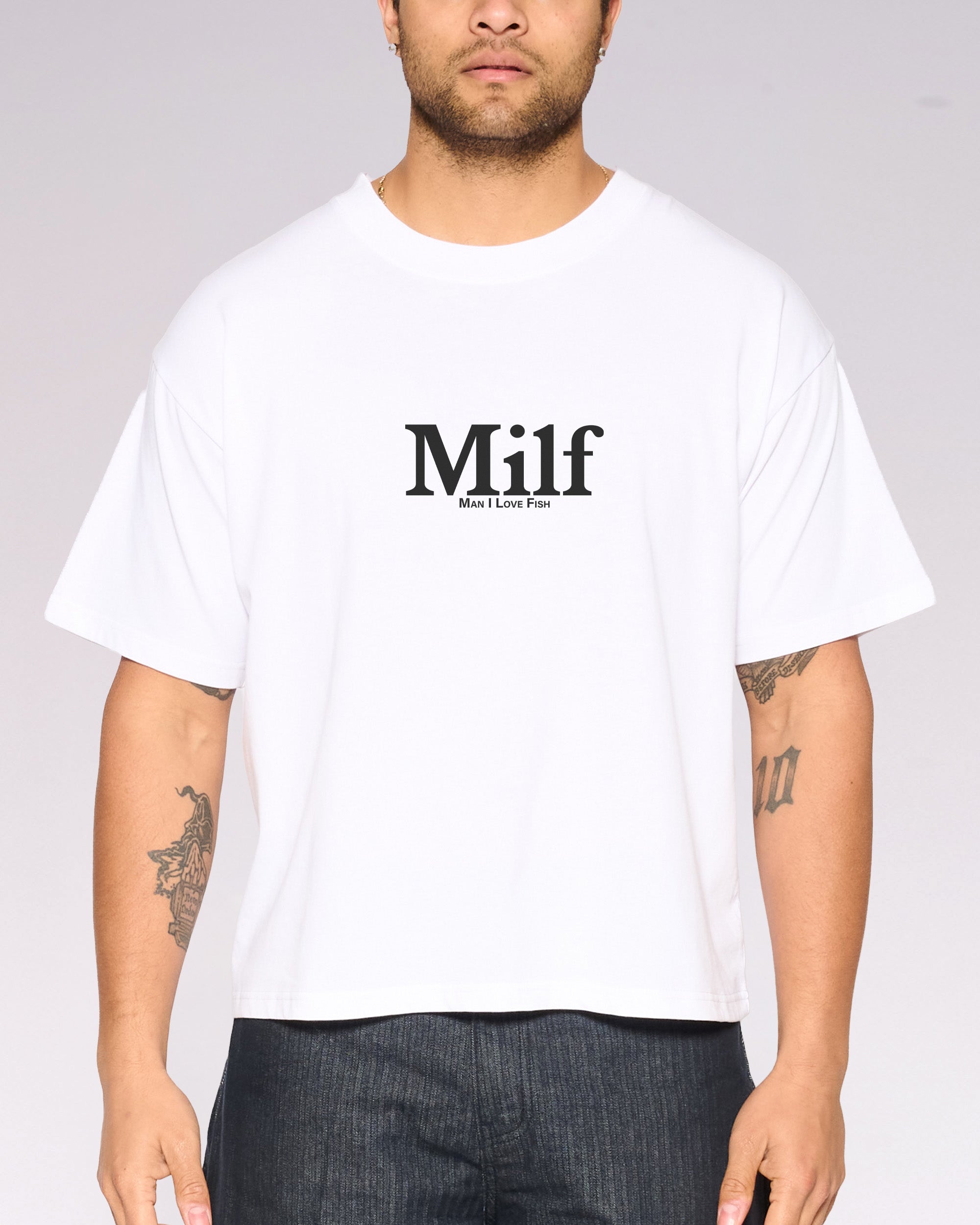 Man I Love Fish Oversized Crop Tee