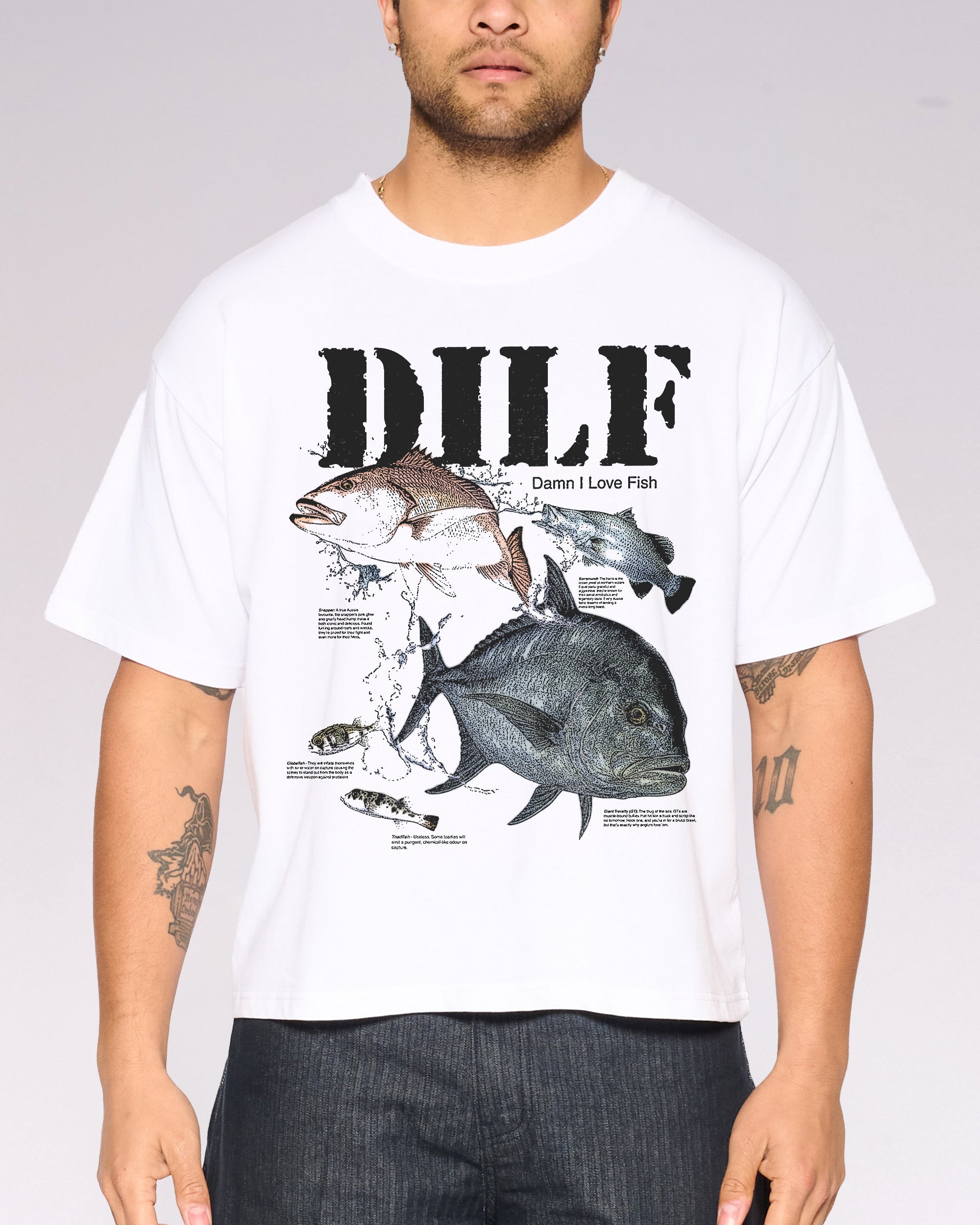 Damn I Love Fish Oversized Crop Tee