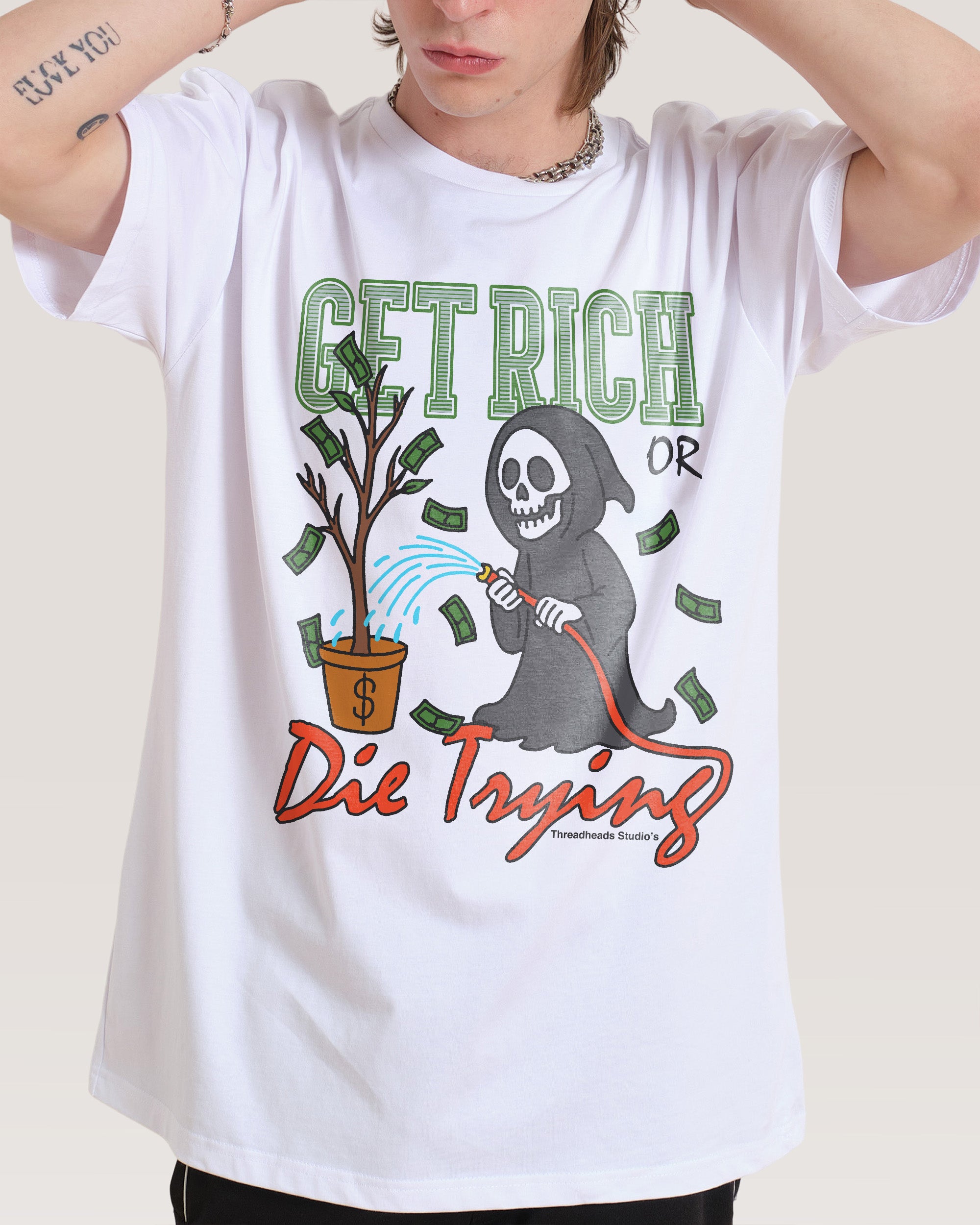 Get Rich or Die Trying White T-Shirt