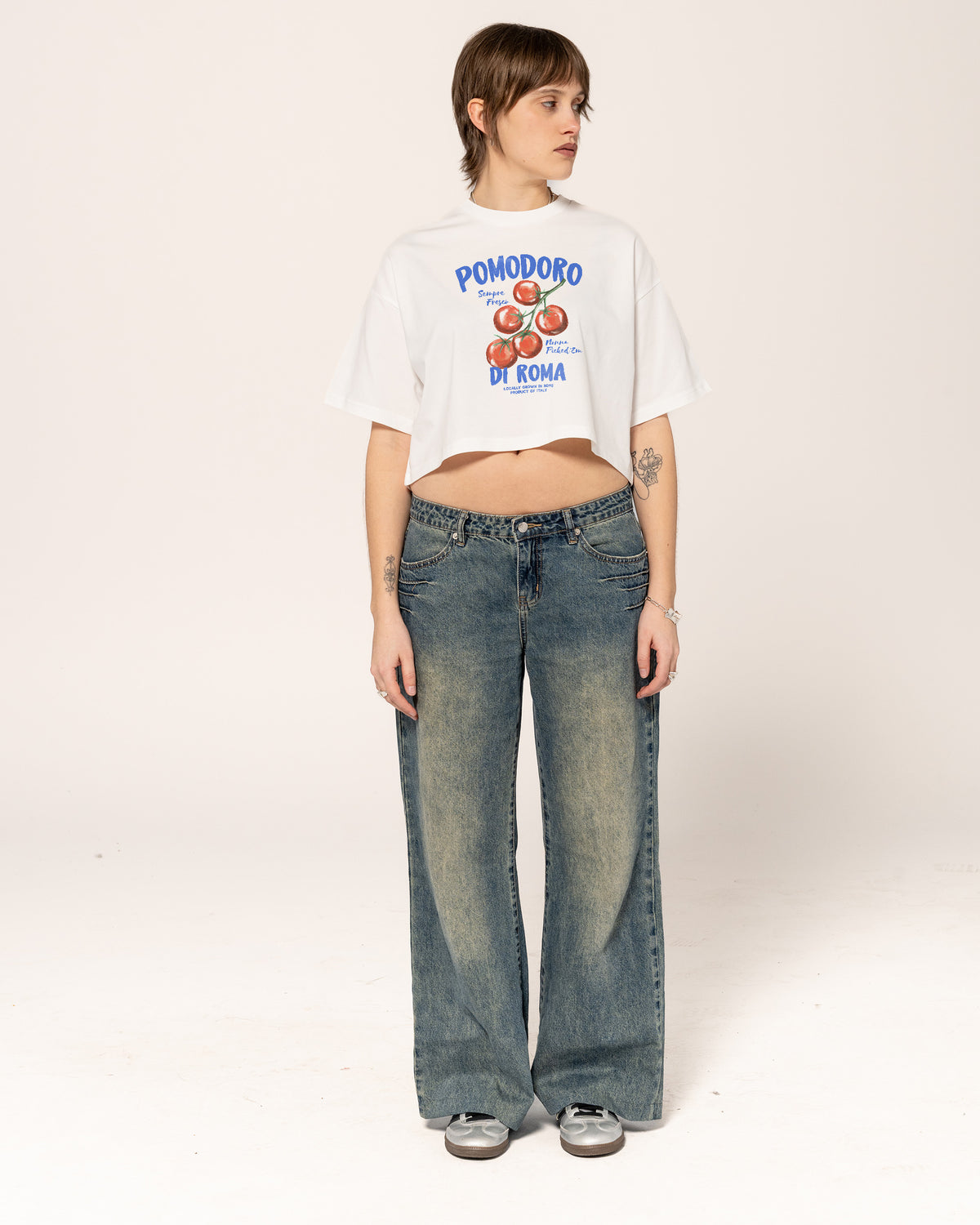 Pomodoro Di Roma White Crop Tee