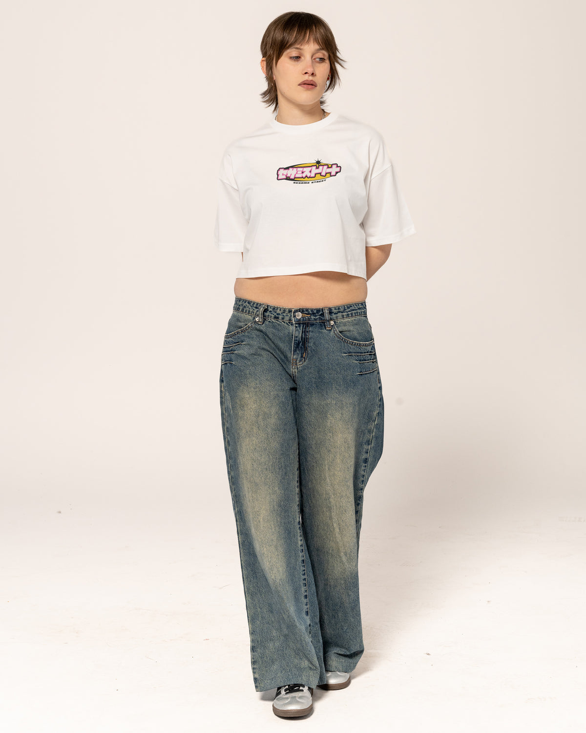 Y2K Sesame White Crop Tee