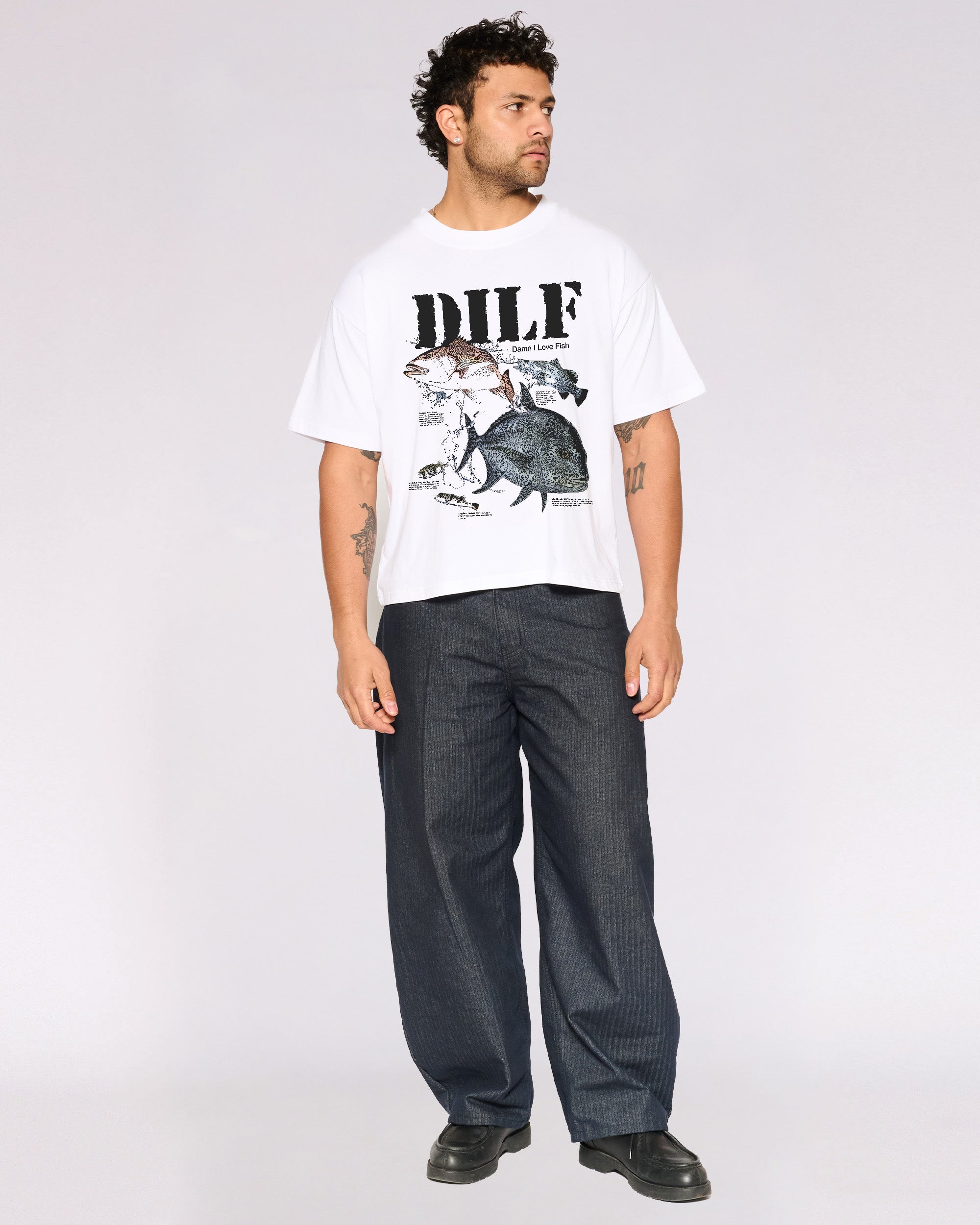 Damn I Love Fish Oversized Crop Tee