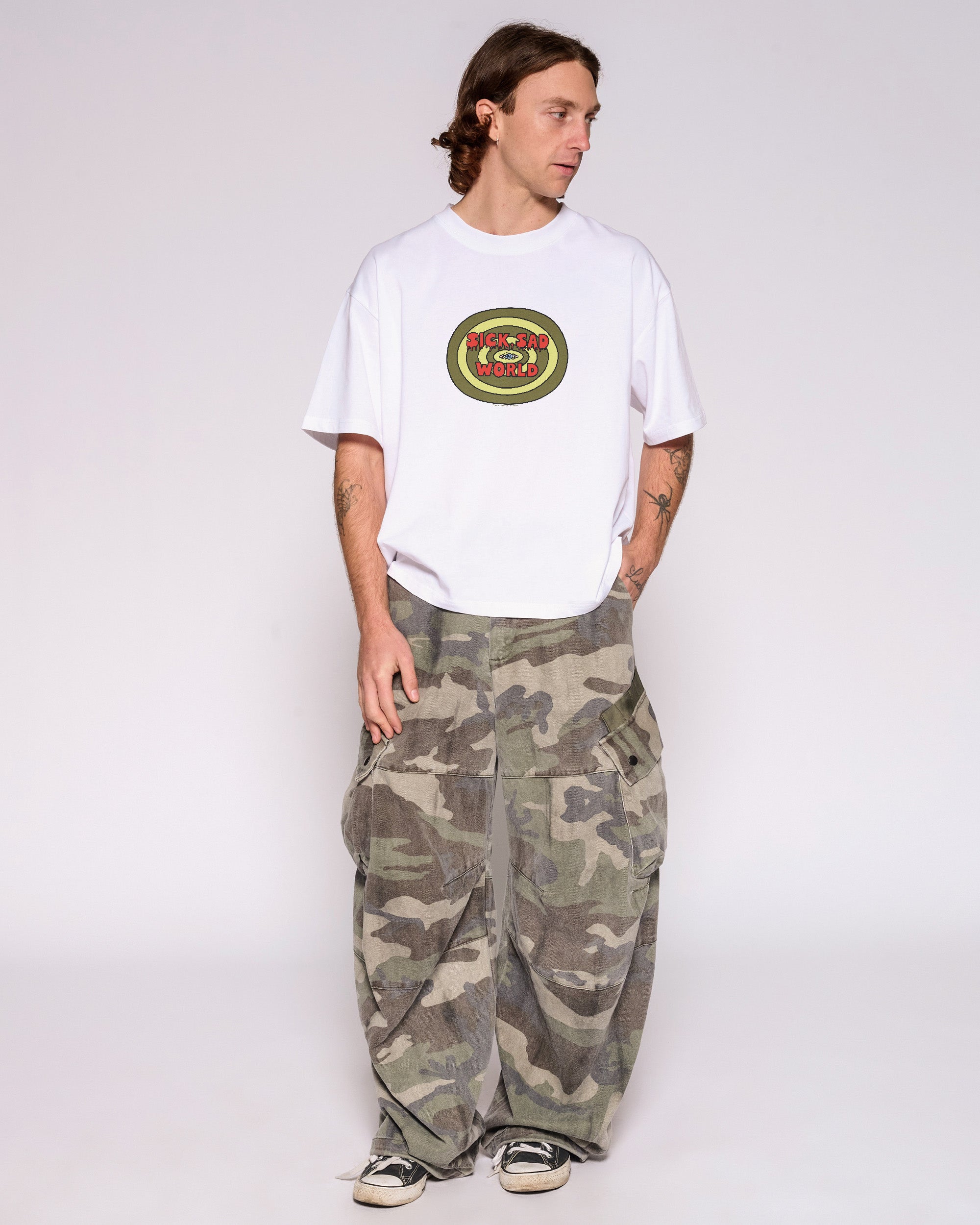 Sick Sad World White Oversized Crop Tee