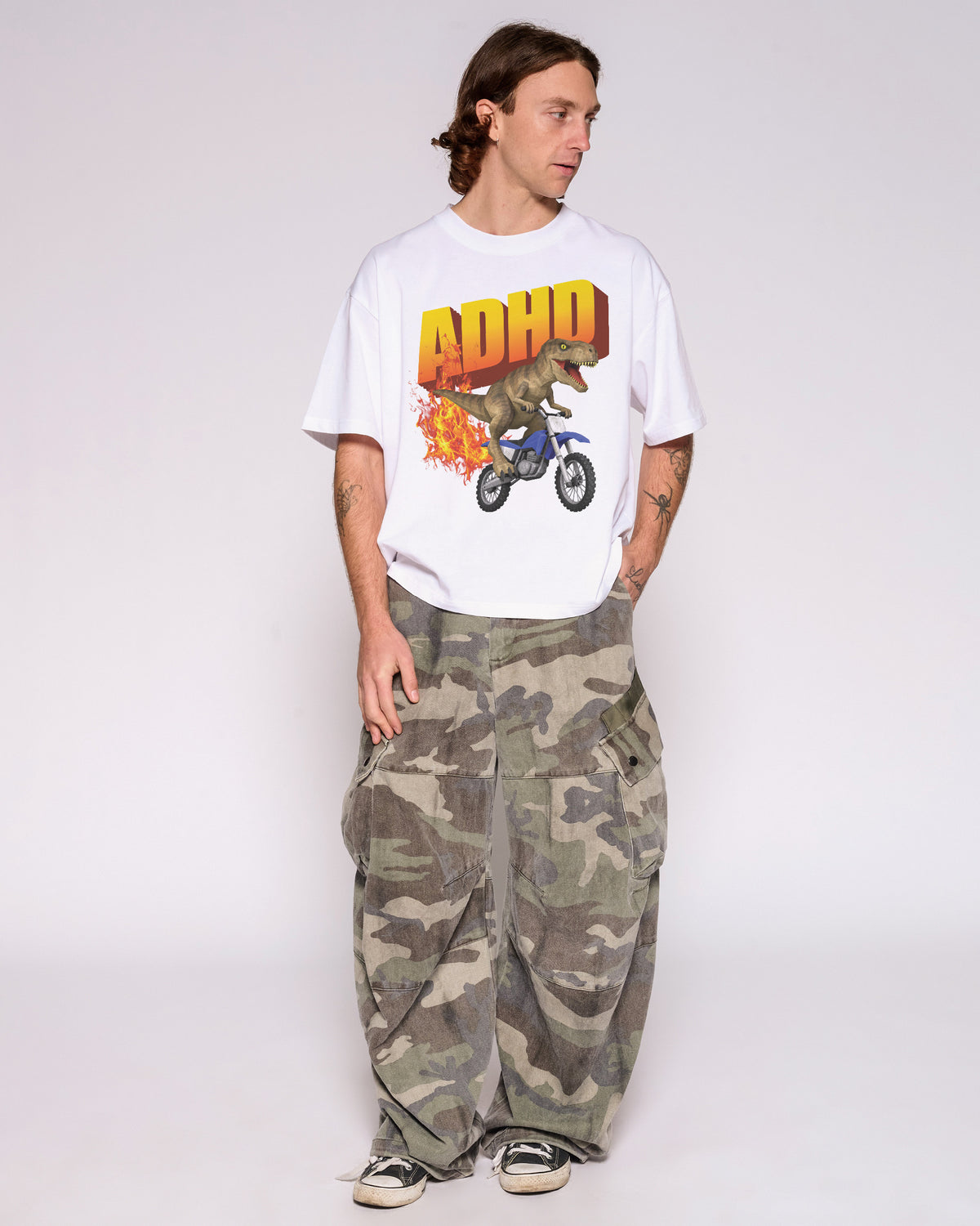 ADHD White Oversized Crop Tee