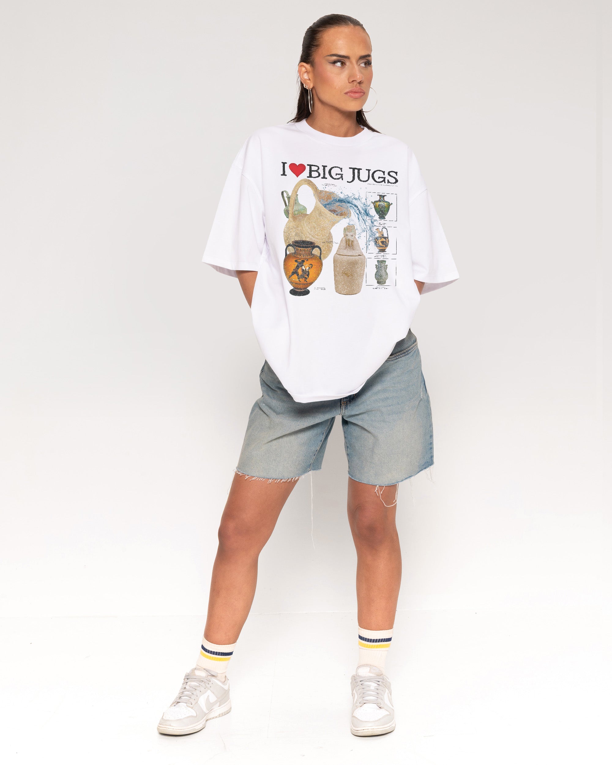 I Love Big Jugs White Oversized Tee
