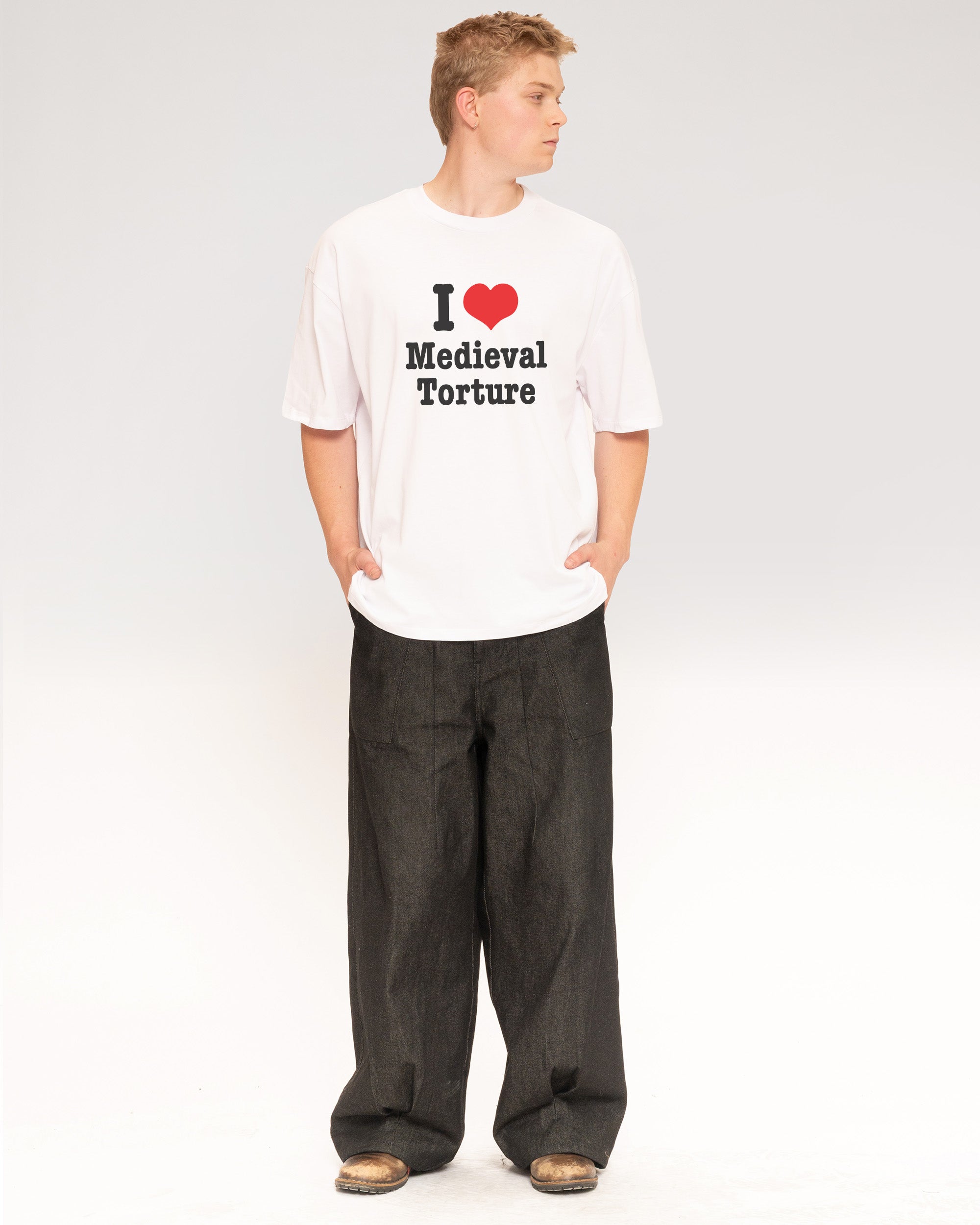 I Love Medieval Torture White Oversized Tee