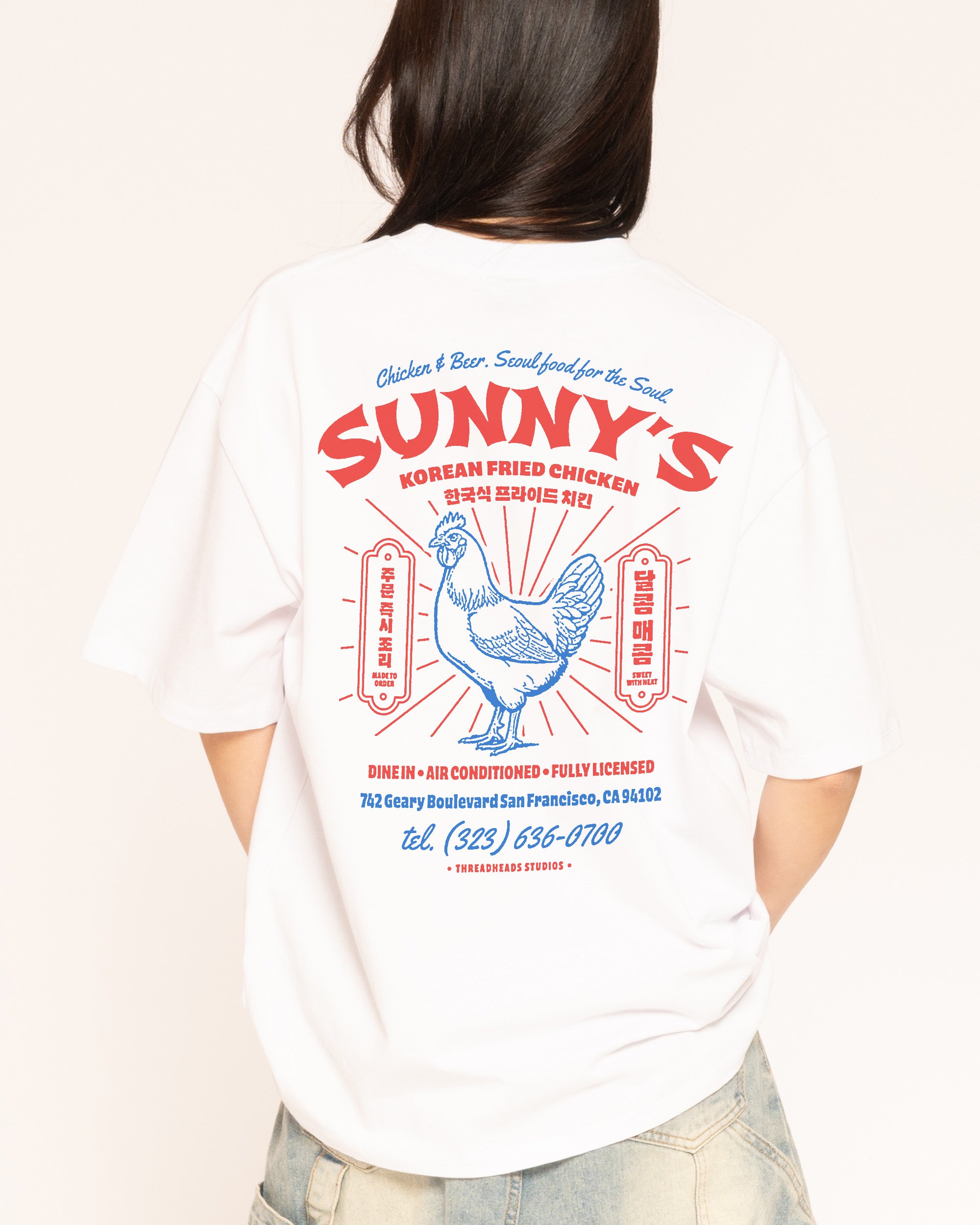 Korean Fried Chicken White Oversized Tee