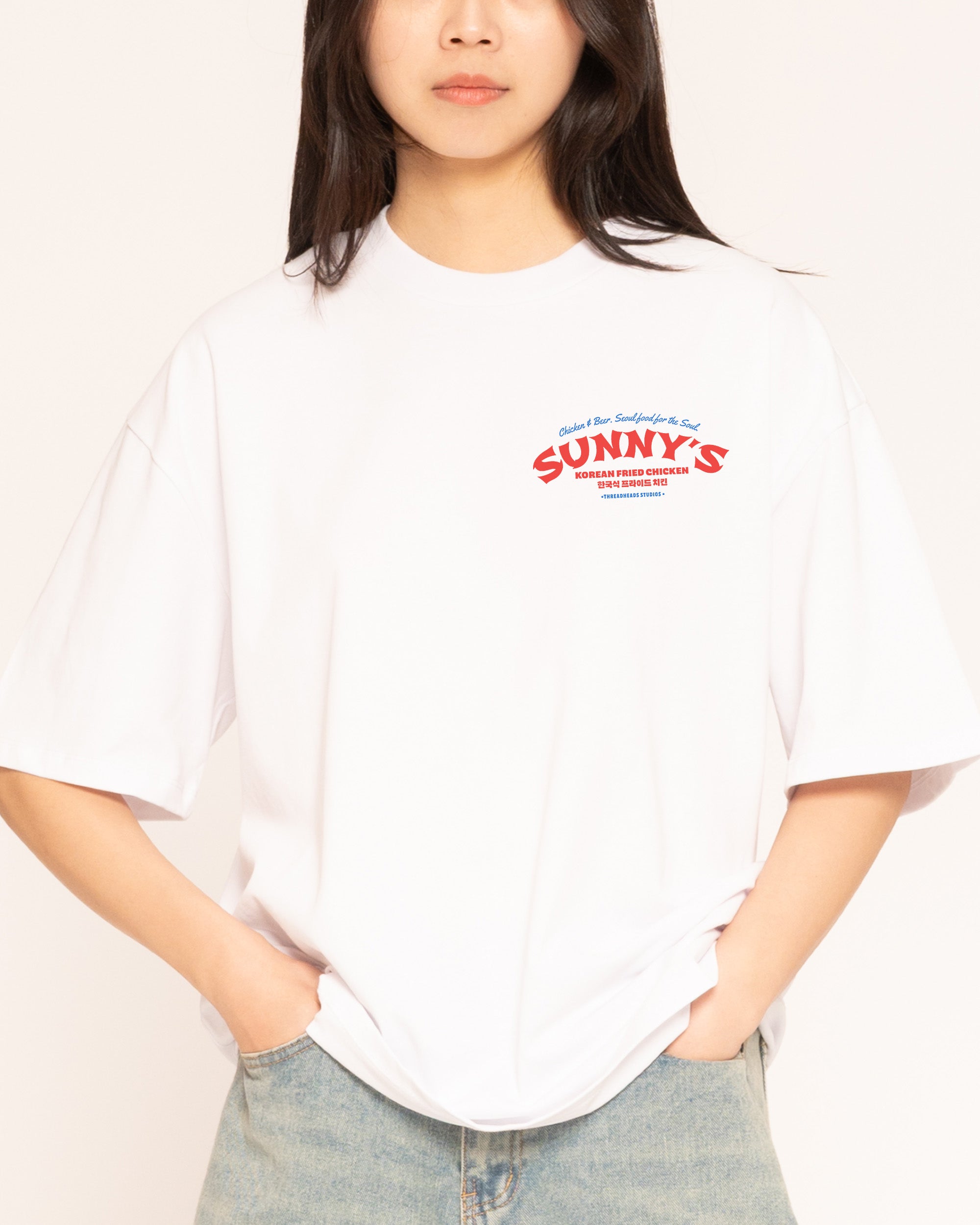 Korean Fried Chicken White Oversized Tee
