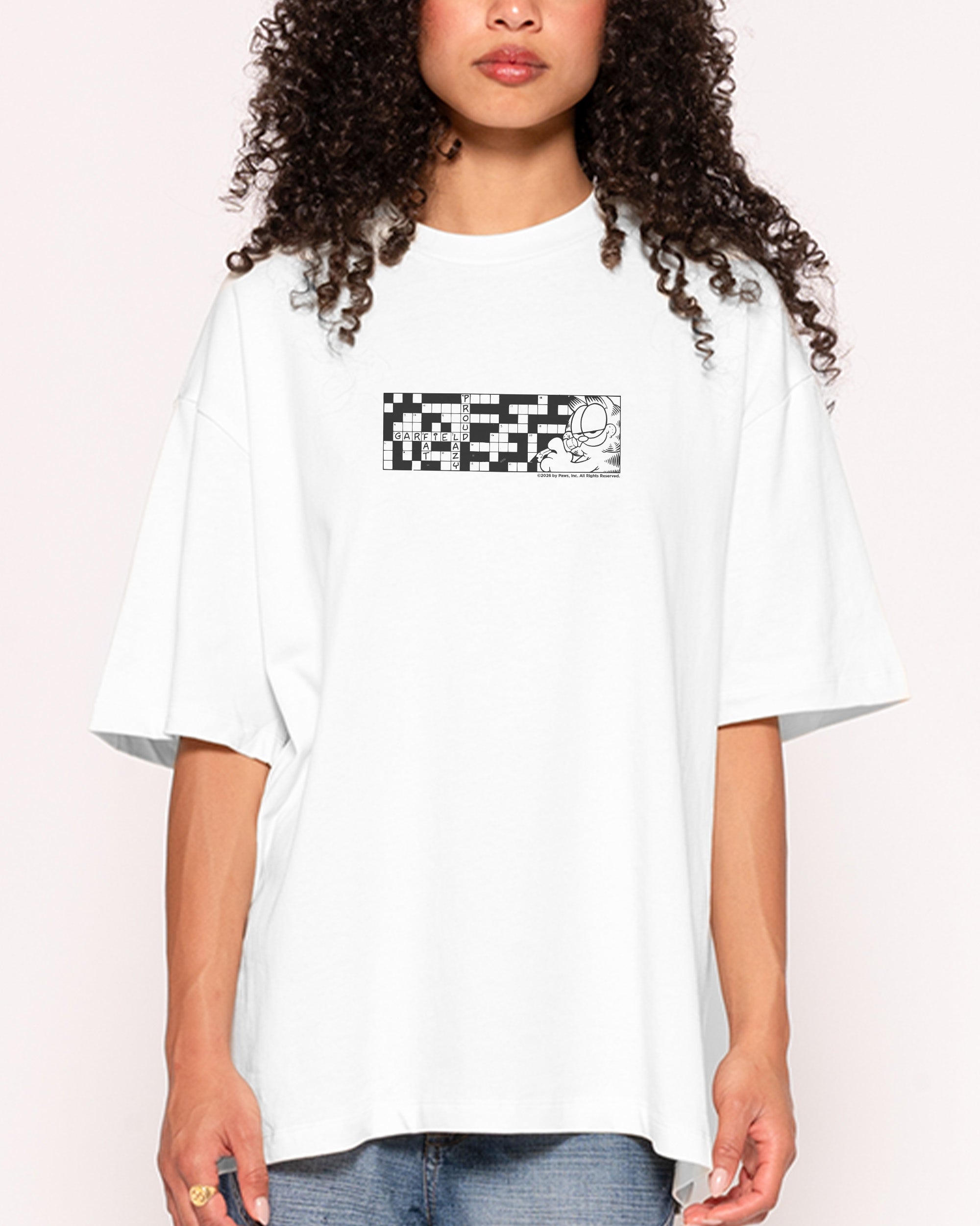 Cross Cat White Oversized Tee