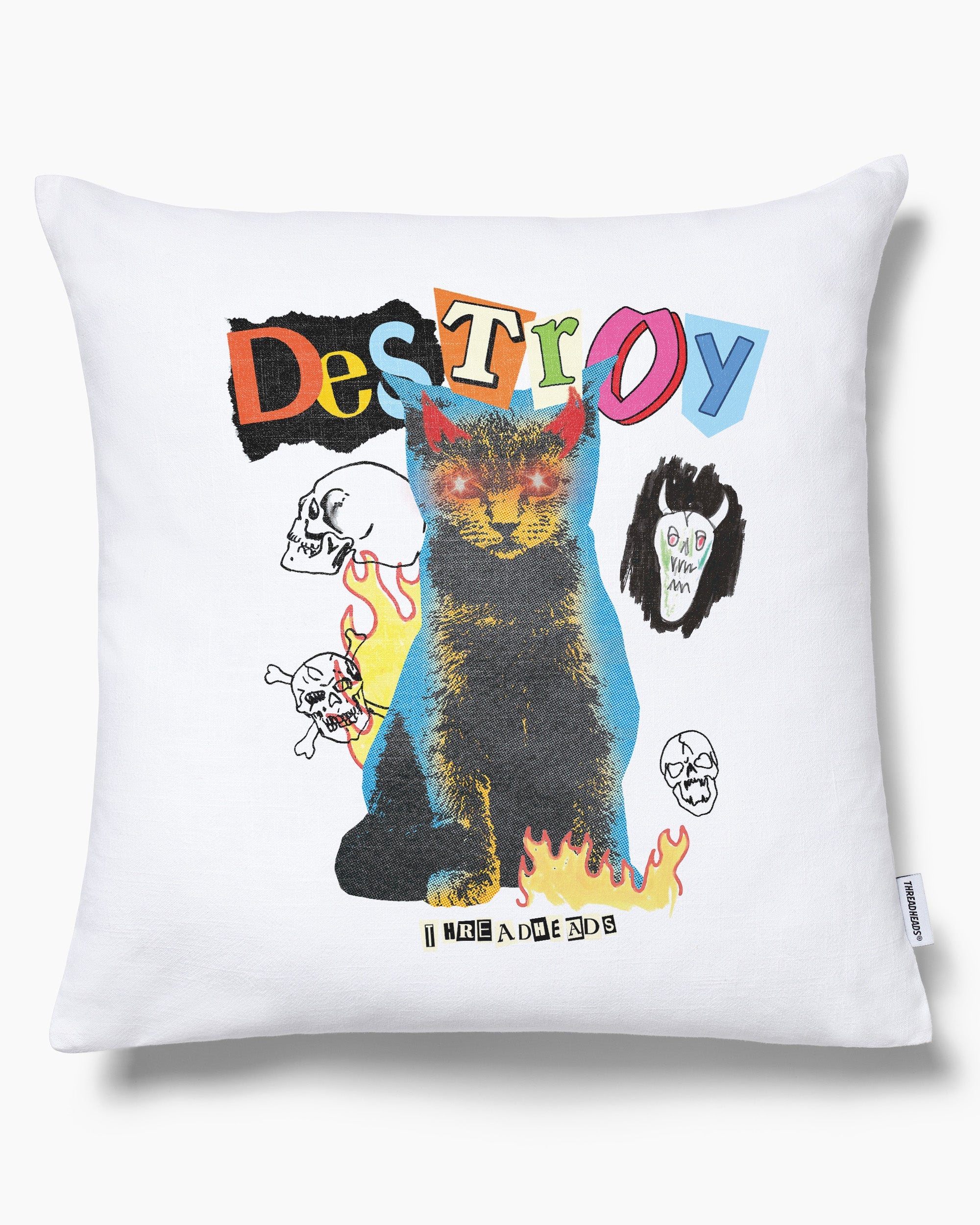Destroy Cat Cushion Australia Online White