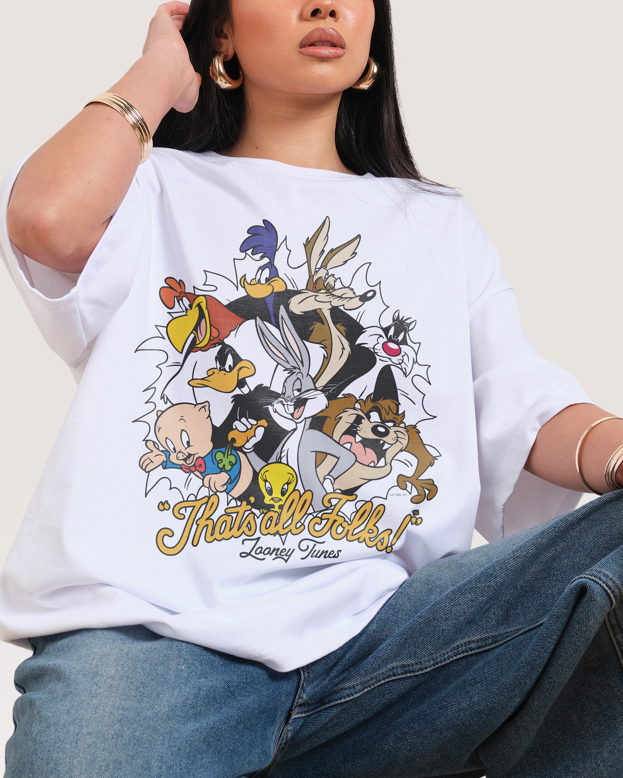  JEANS LOONEY TUNESコラボトレーナー Msize Looney Tunes The Folks Oversized Tee | Official Looney Tunes