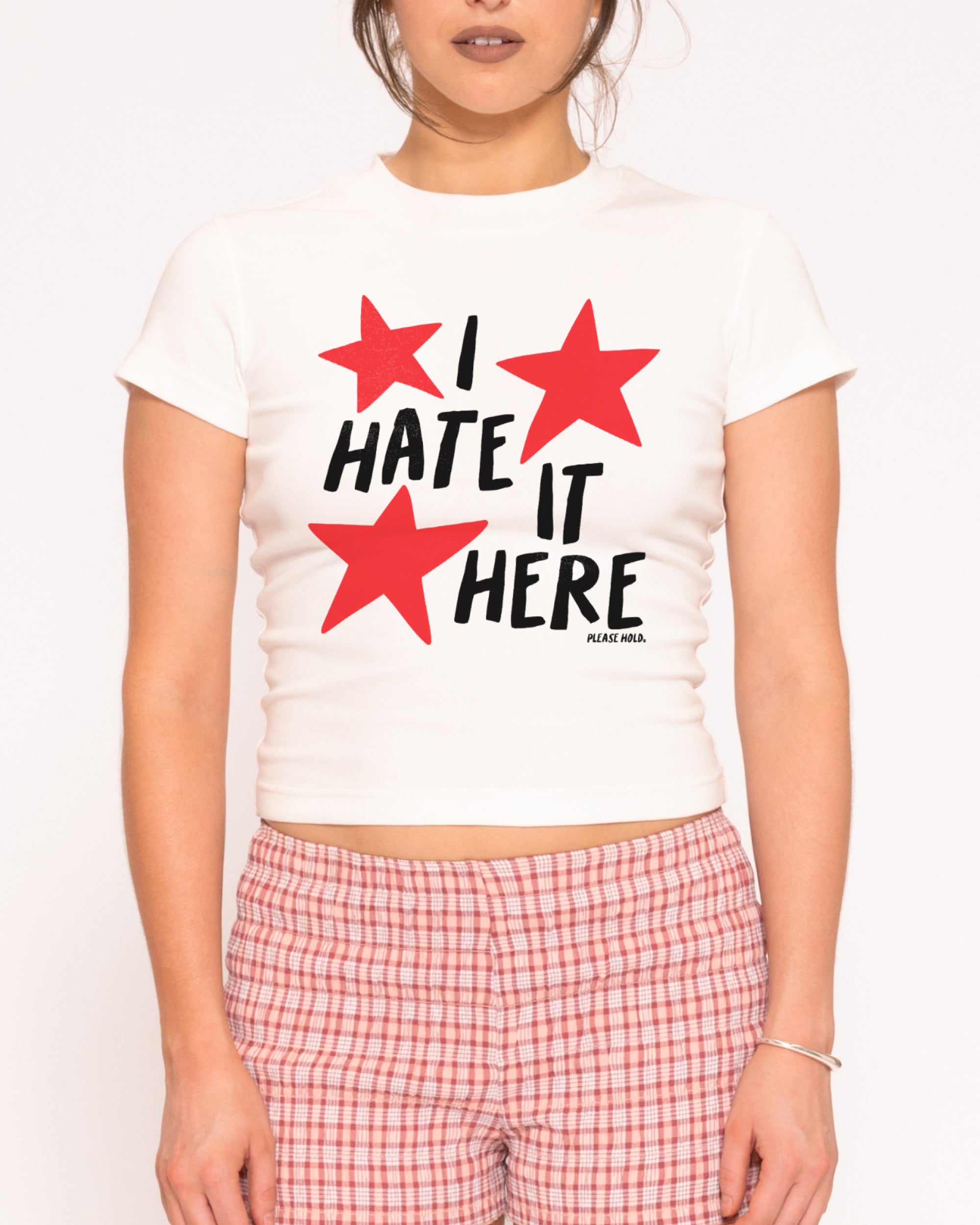 I Hate It Here White Longline Baby Tee