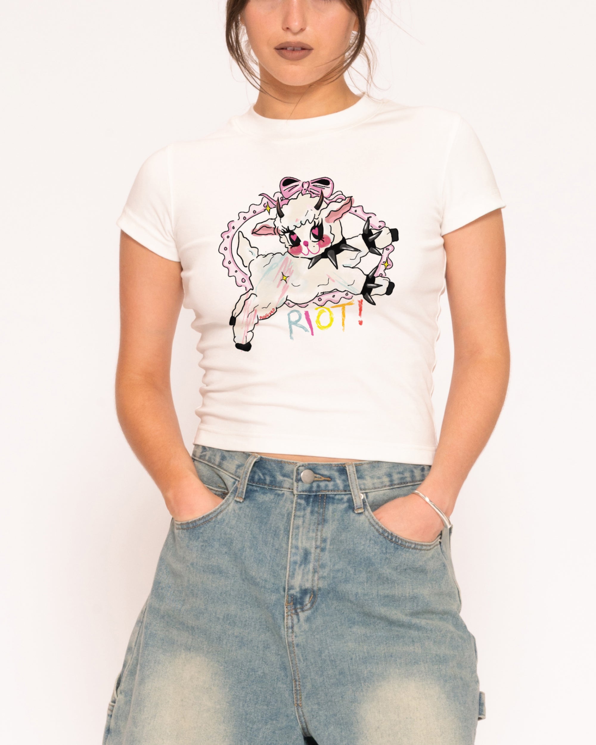 Riot White Longline Baby Tee