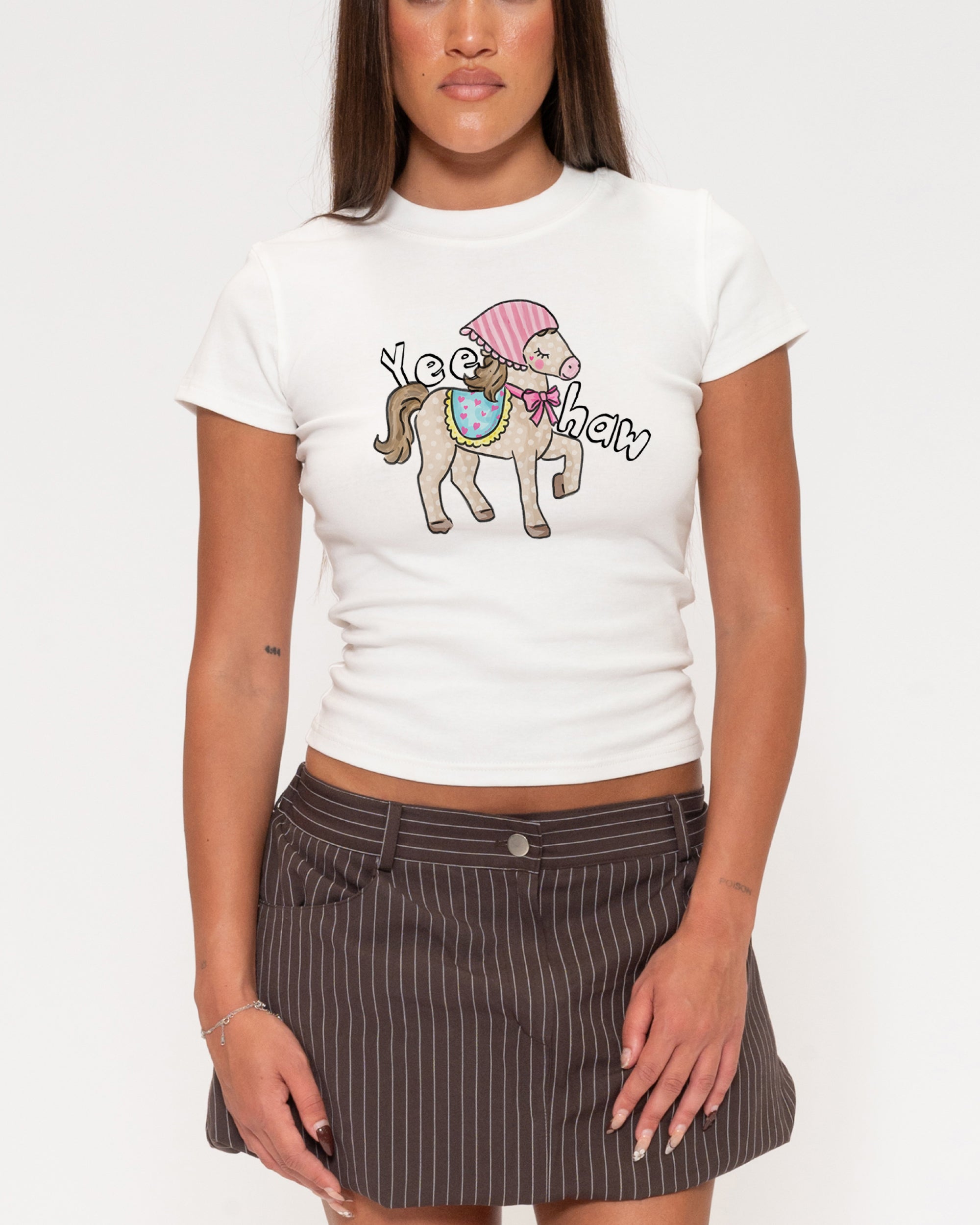 Yeehaw White Longline Baby Tee