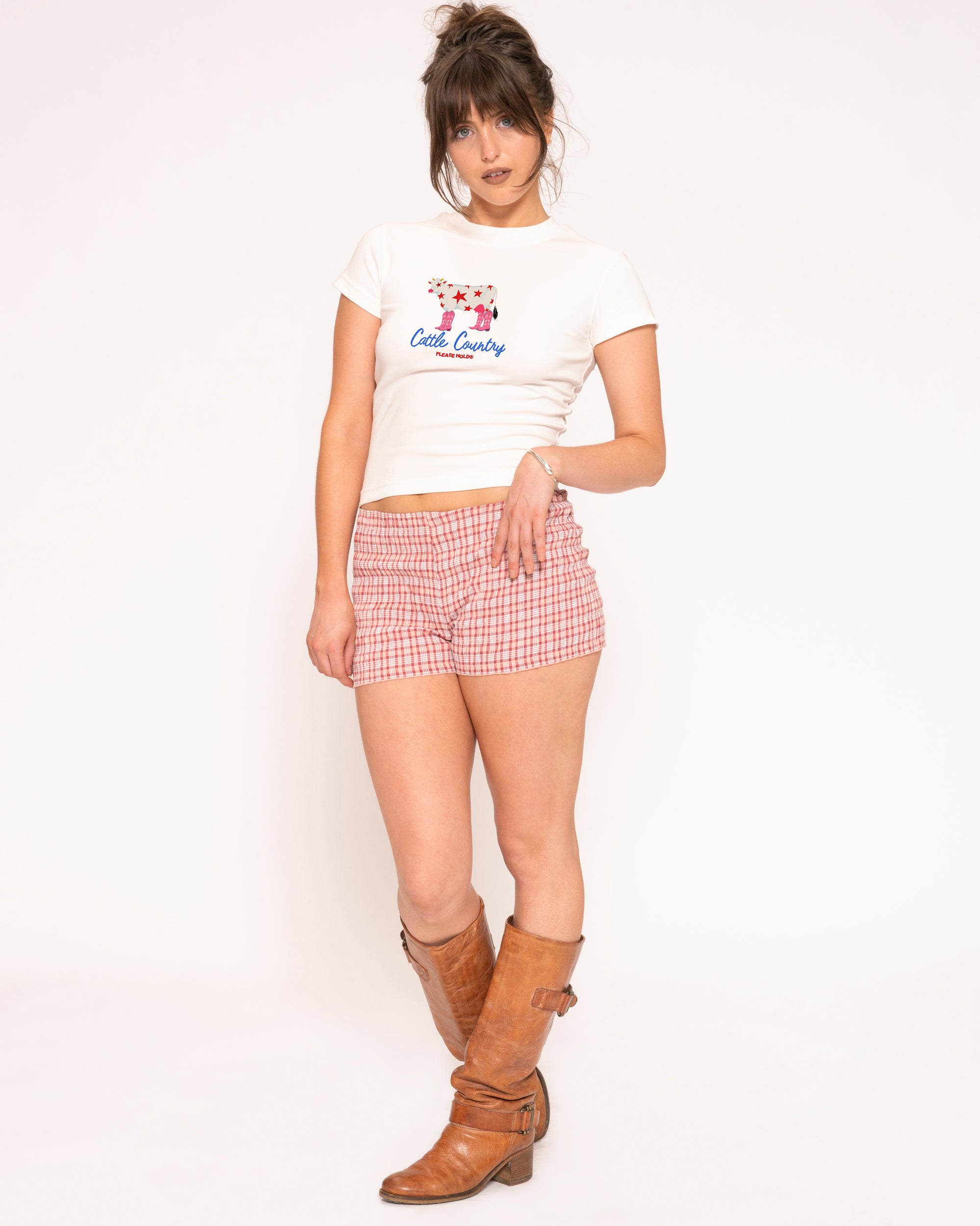 Cattle Country White Longline Baby Tee