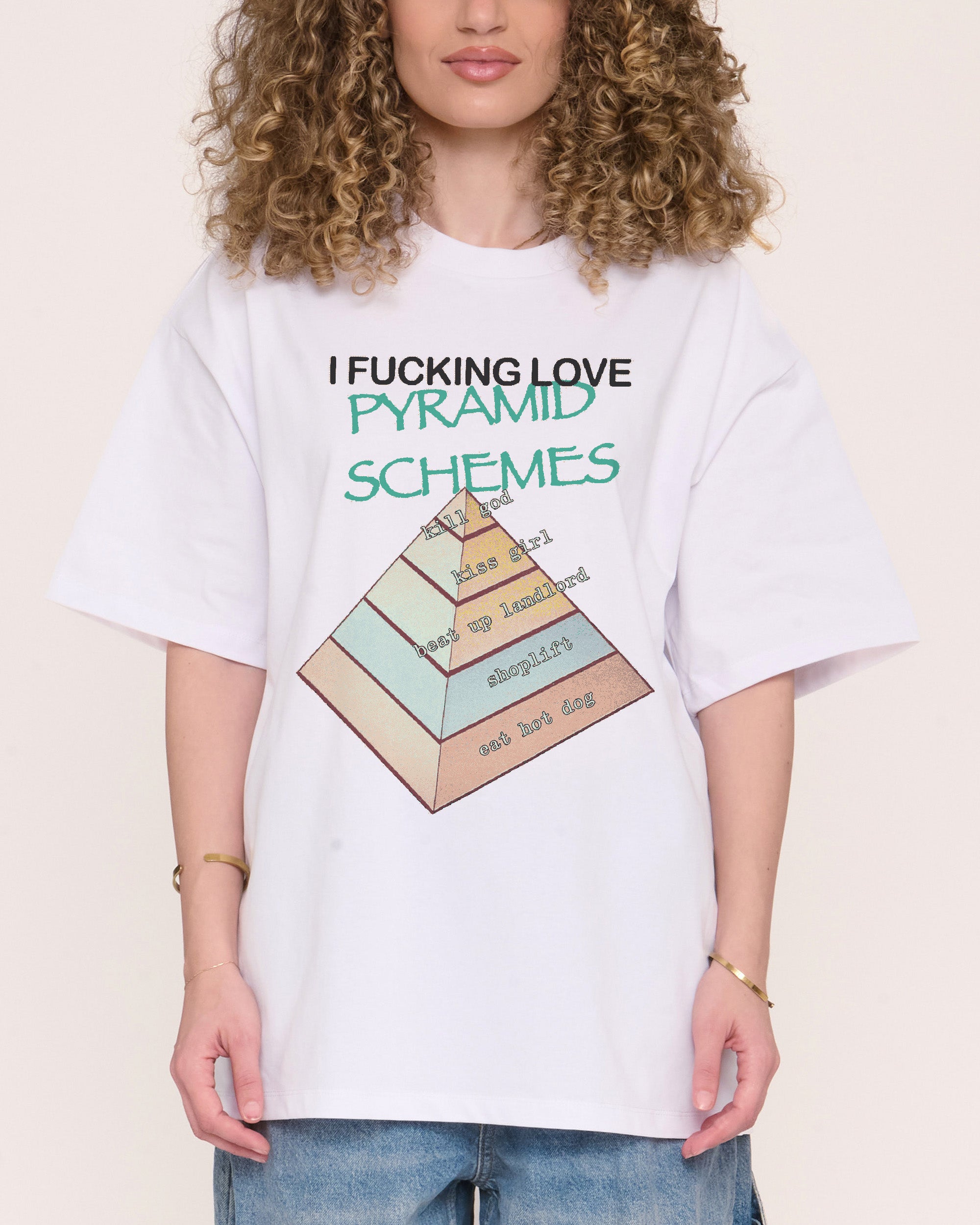 Pyramid Scheme White Oversized Tee