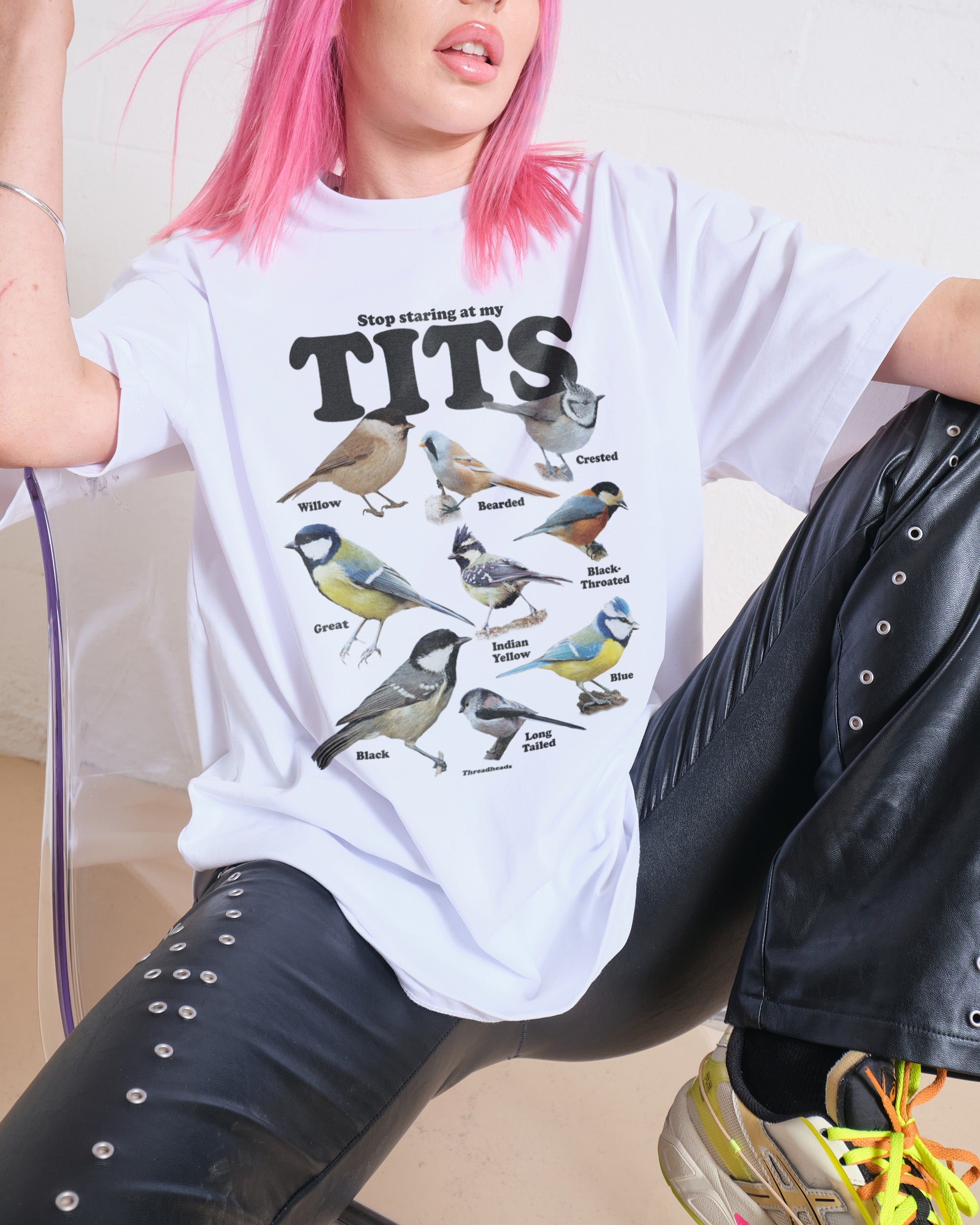Stop Staring At My Tits Oversized Tee Australia Online White