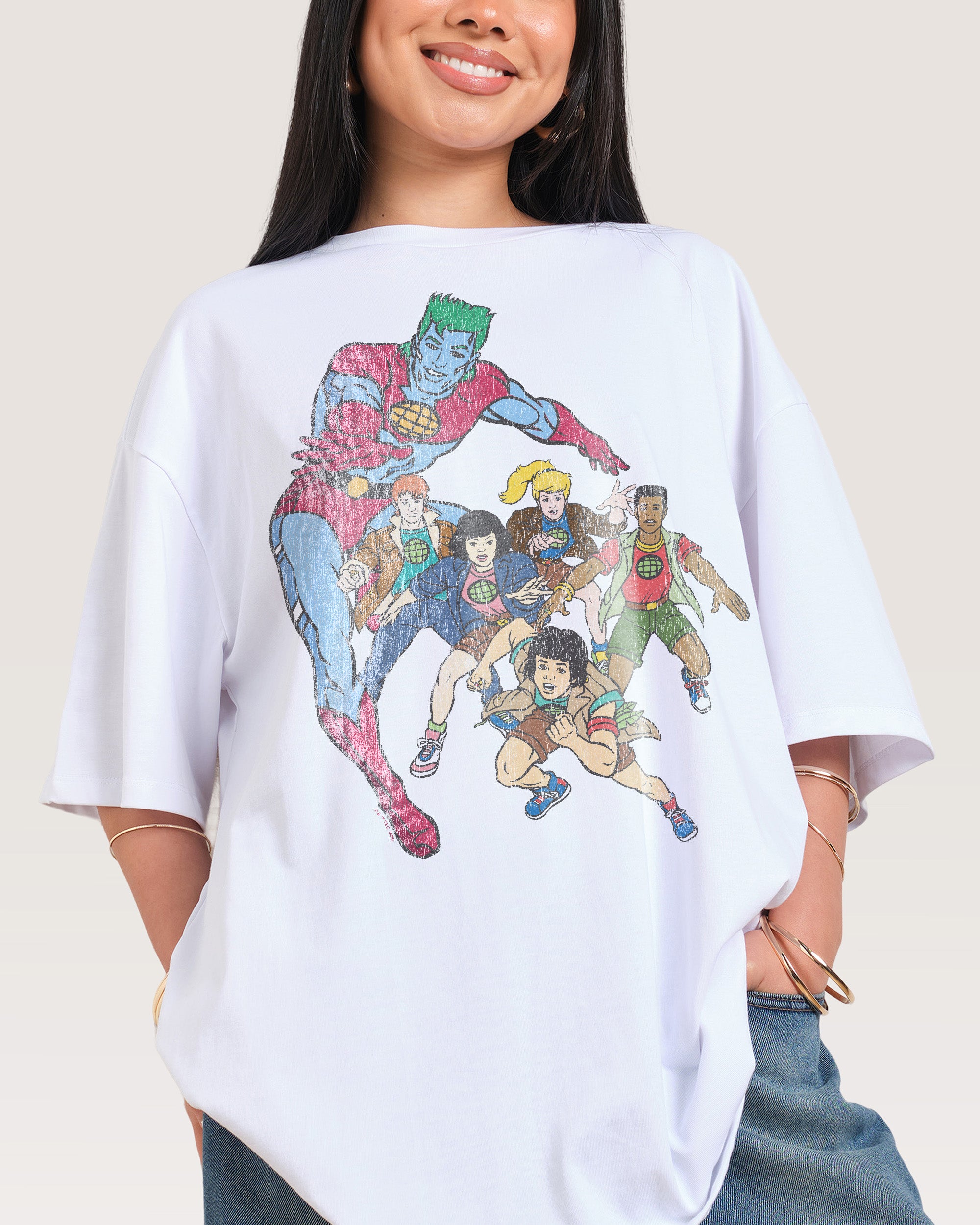 Vintage Captain Planet White Oversized Tee