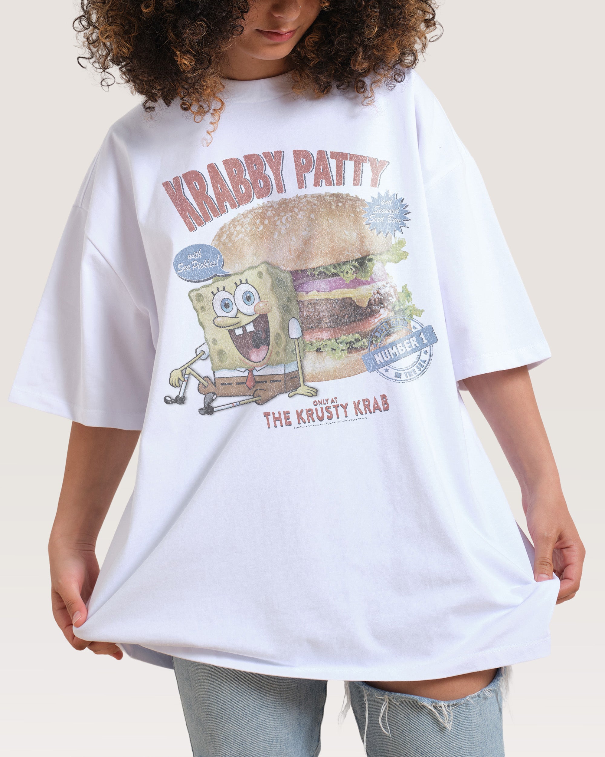 The Krabby Patty White Oversized Tee