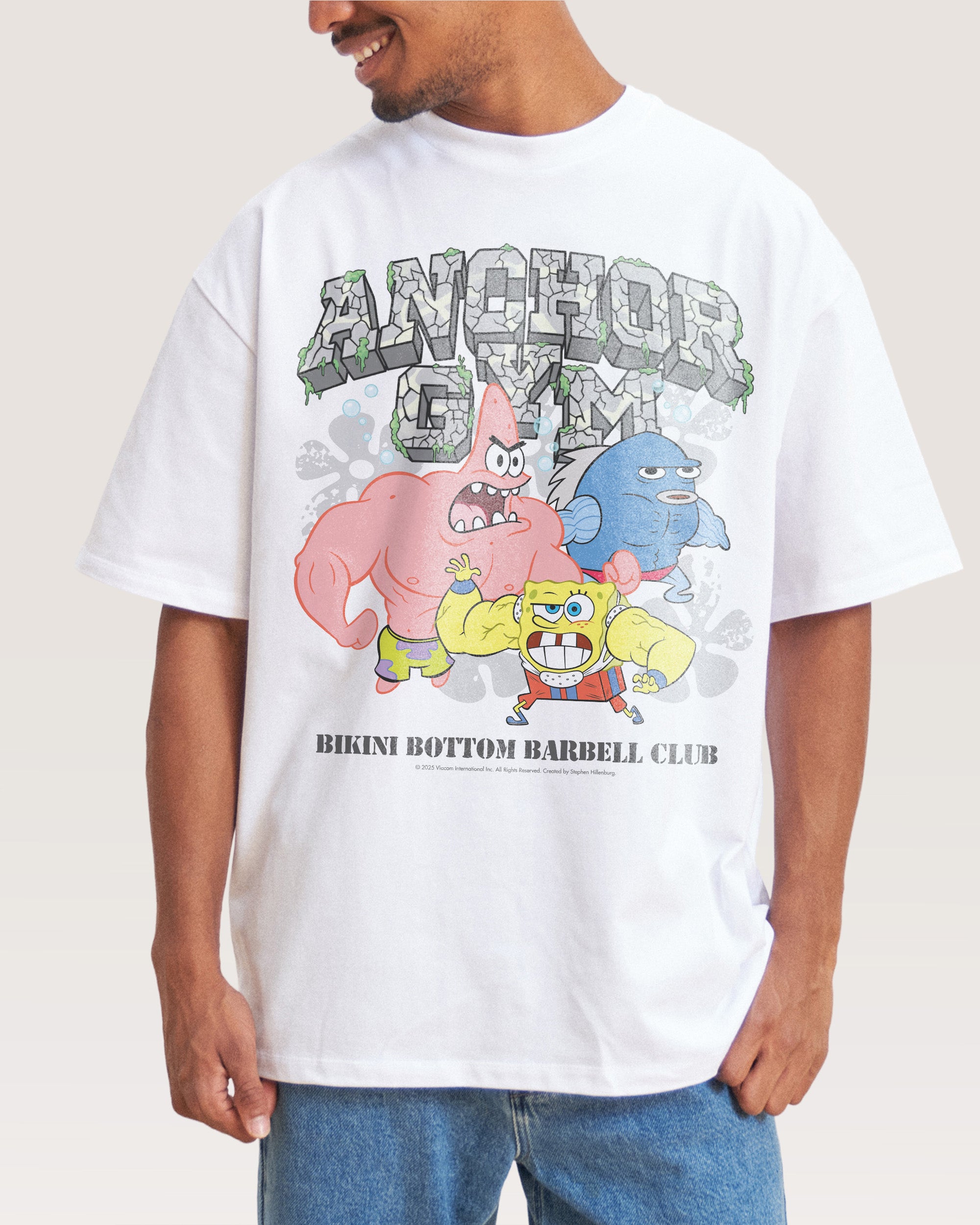 Spongebob Gym White Oversized Tee